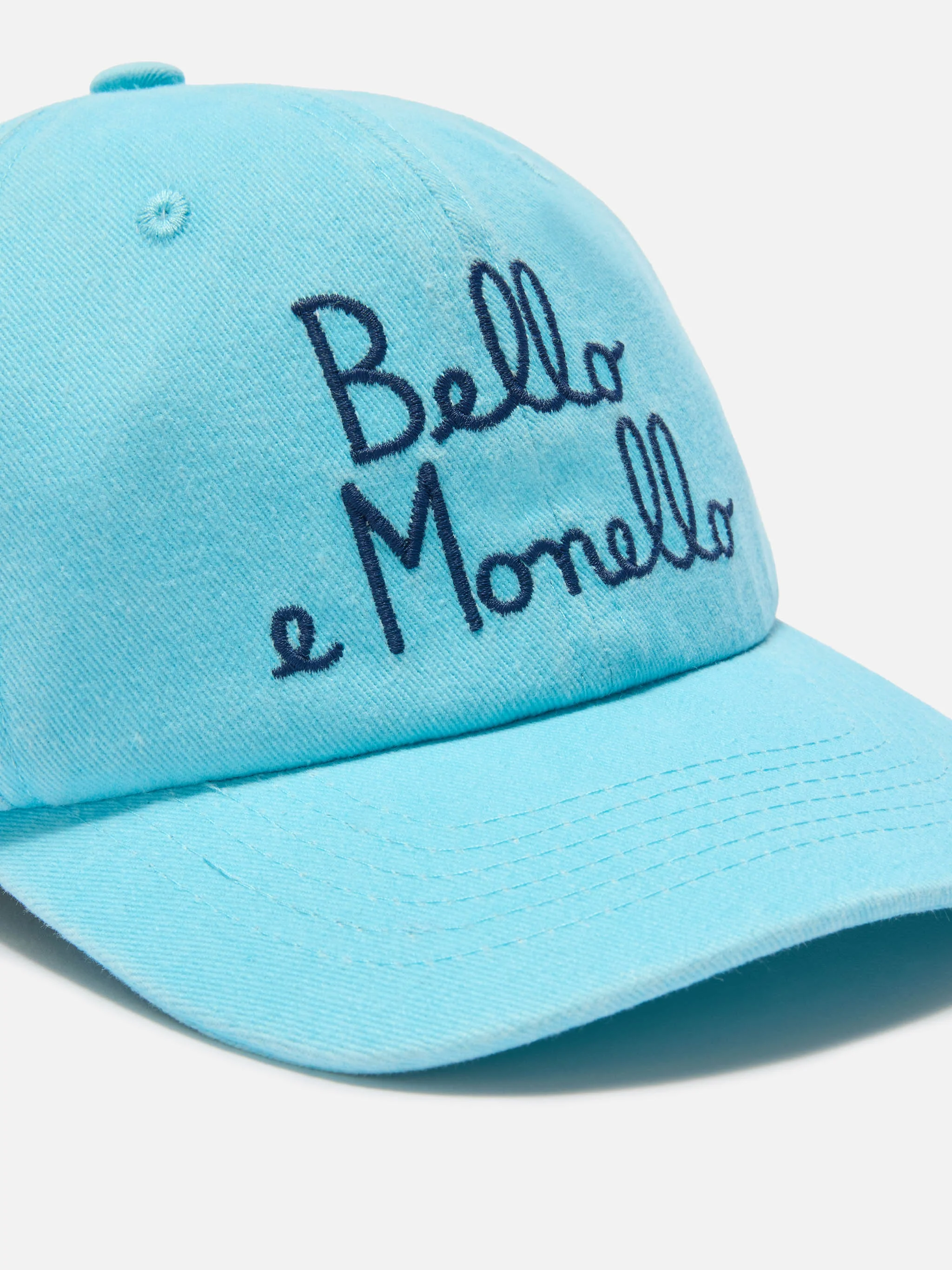 Davis cap with visor in light blue cotton with Bello e Monello embroidery - Image 2