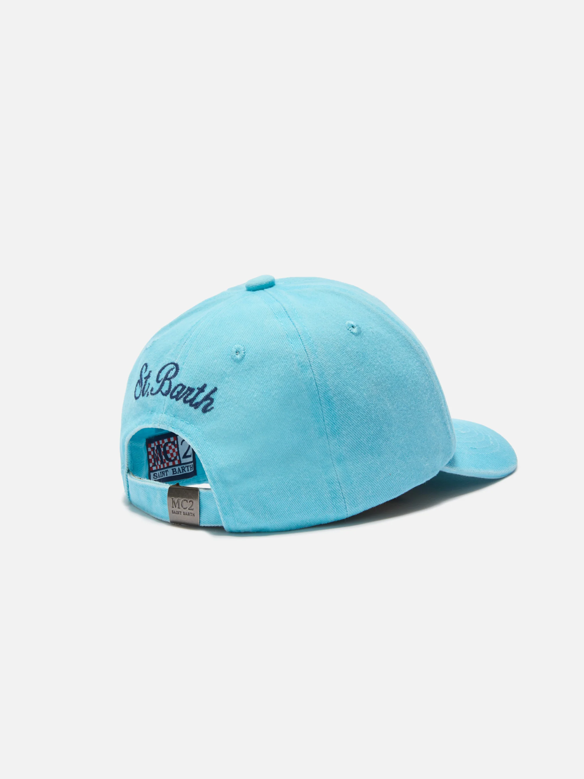 Davis cap with visor in light blue cotton with Bello e Monello embroidery - Image 3