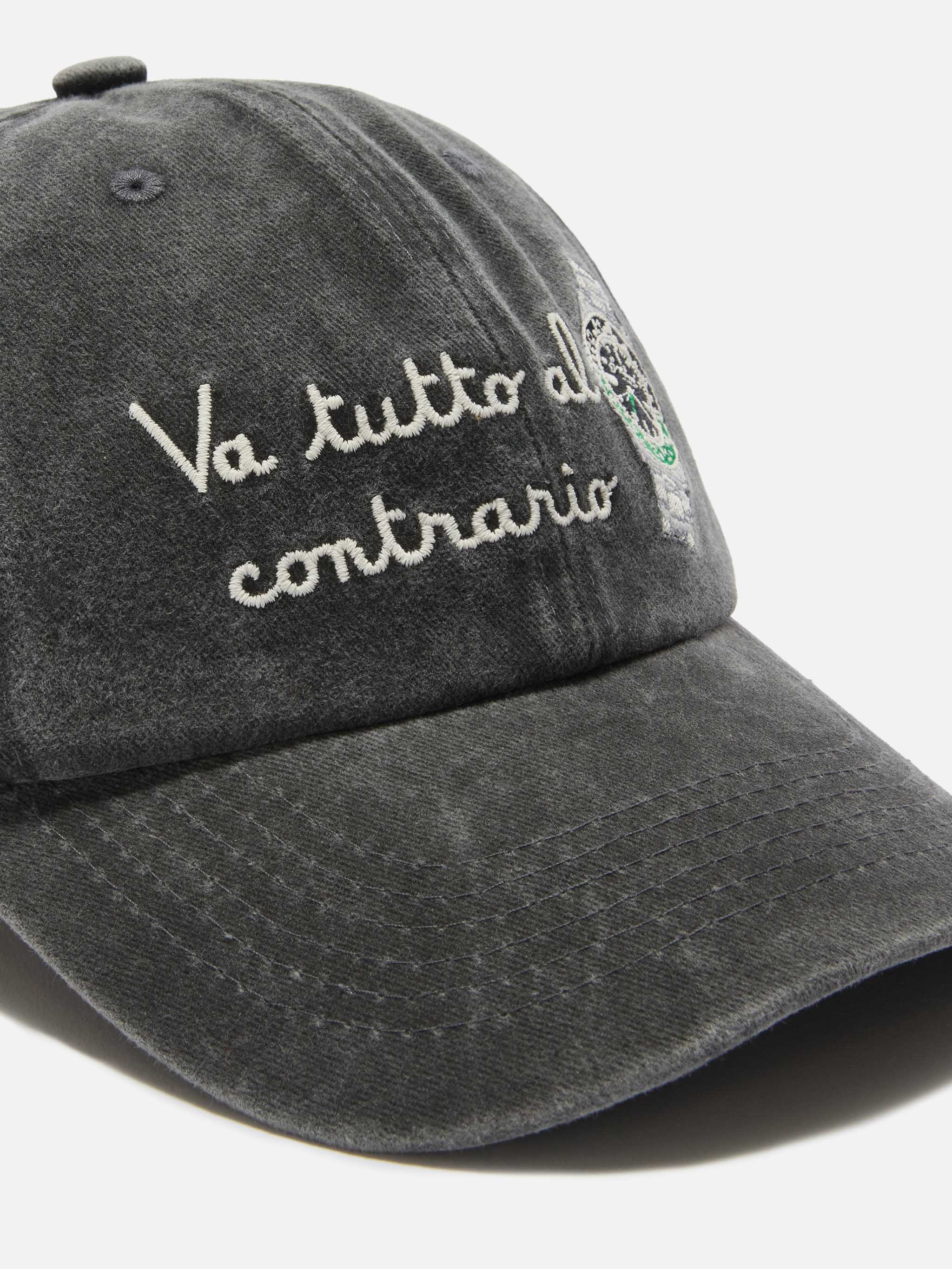 Davis cotton baseball cap in black with Va tutto al contrario embroidery - Image 2