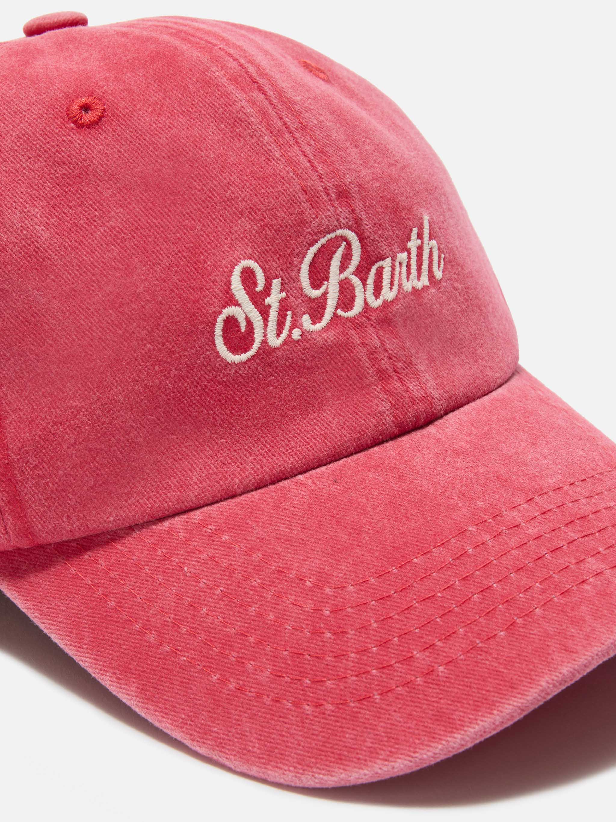 Davis dark red cotton baseball cap with embroidered logo - Image 2