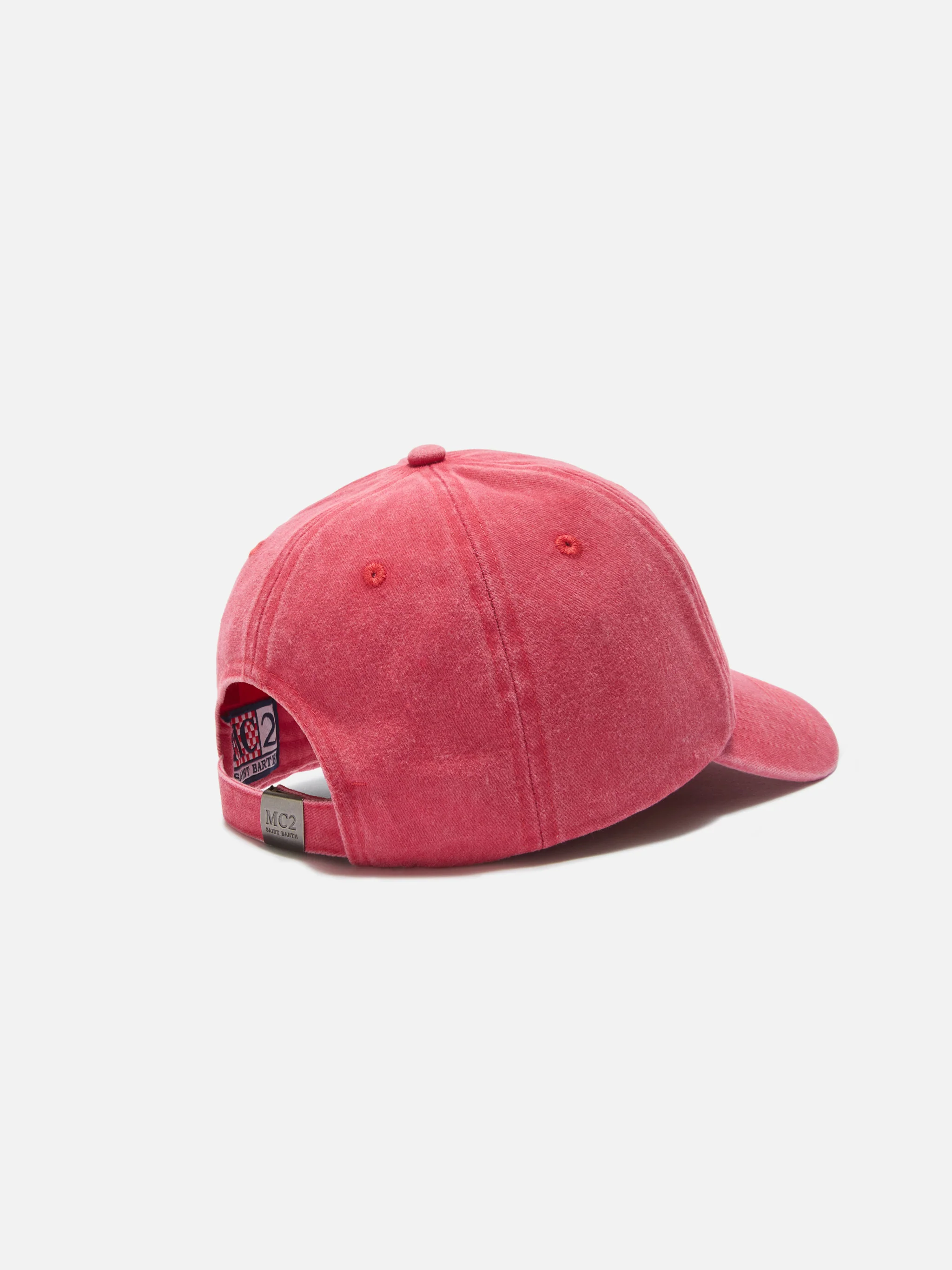 Davis dark red cotton baseball cap with embroidered logo - Image 3