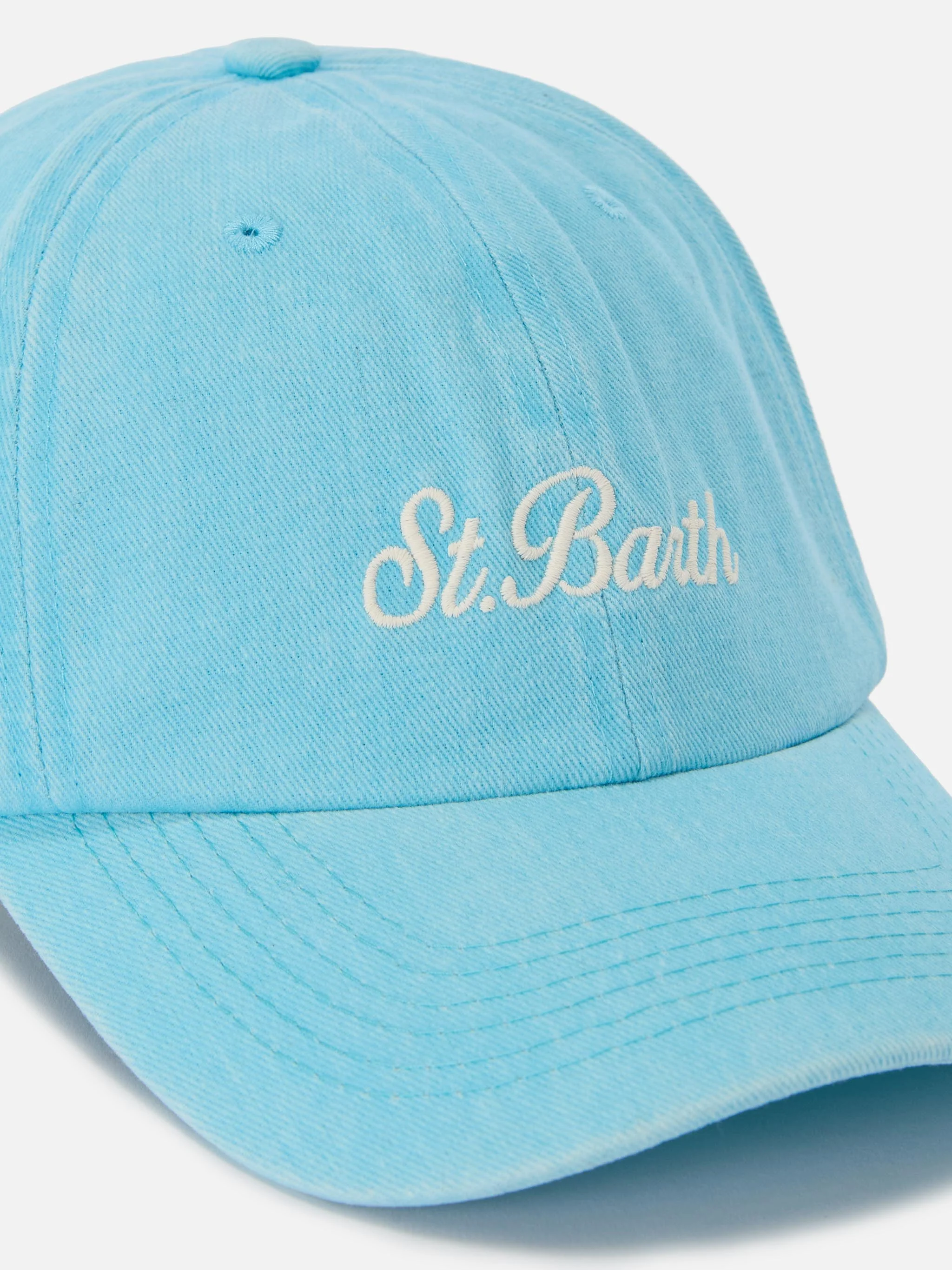 Davis light blue cotton baseball cap with embroidered logo - Image 2