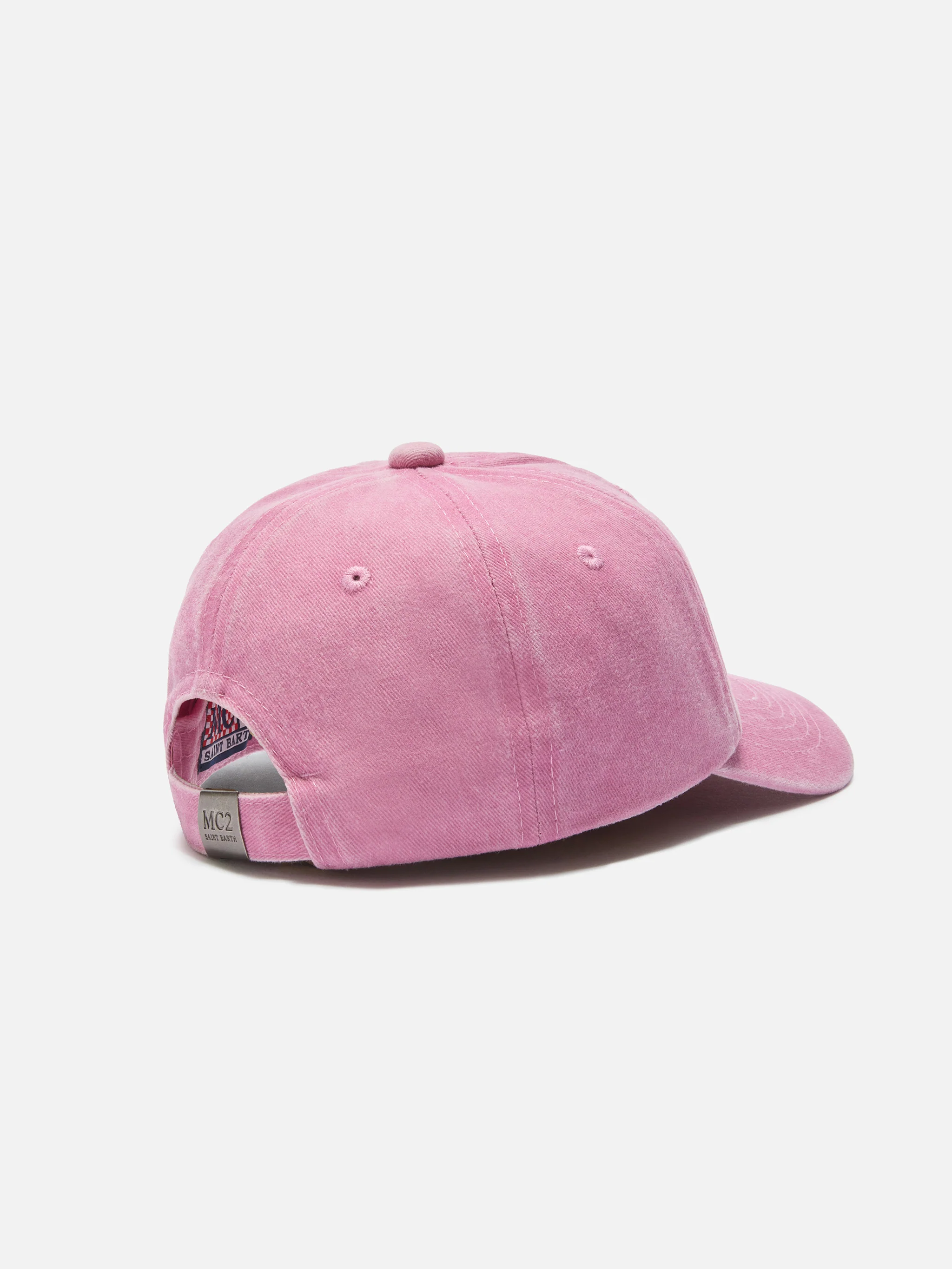 Davis light pink cotton baseball cap with embroidered logo - Image 3