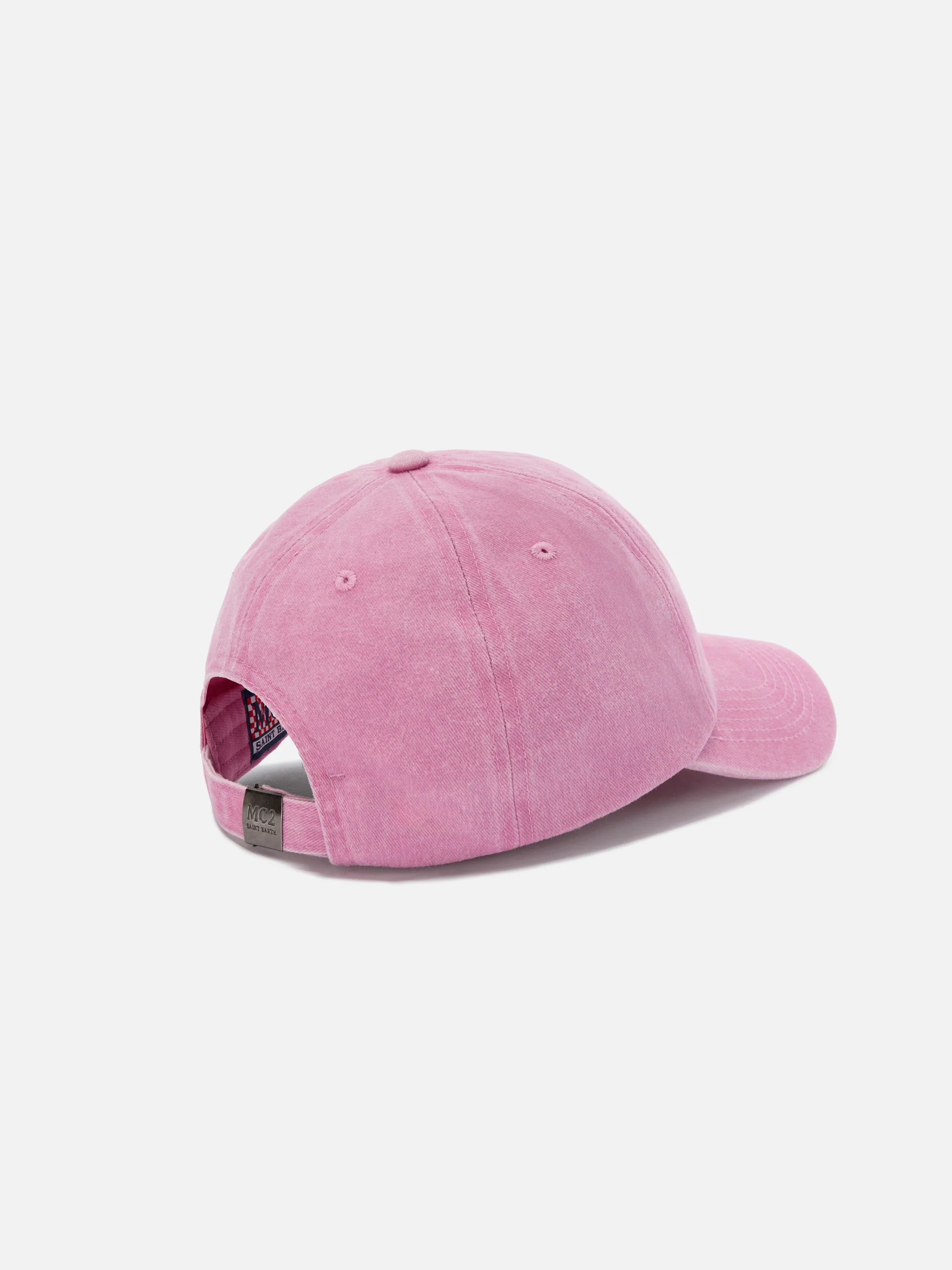 Davis light pink cotton baseball cap with embroidered logo - Image 3