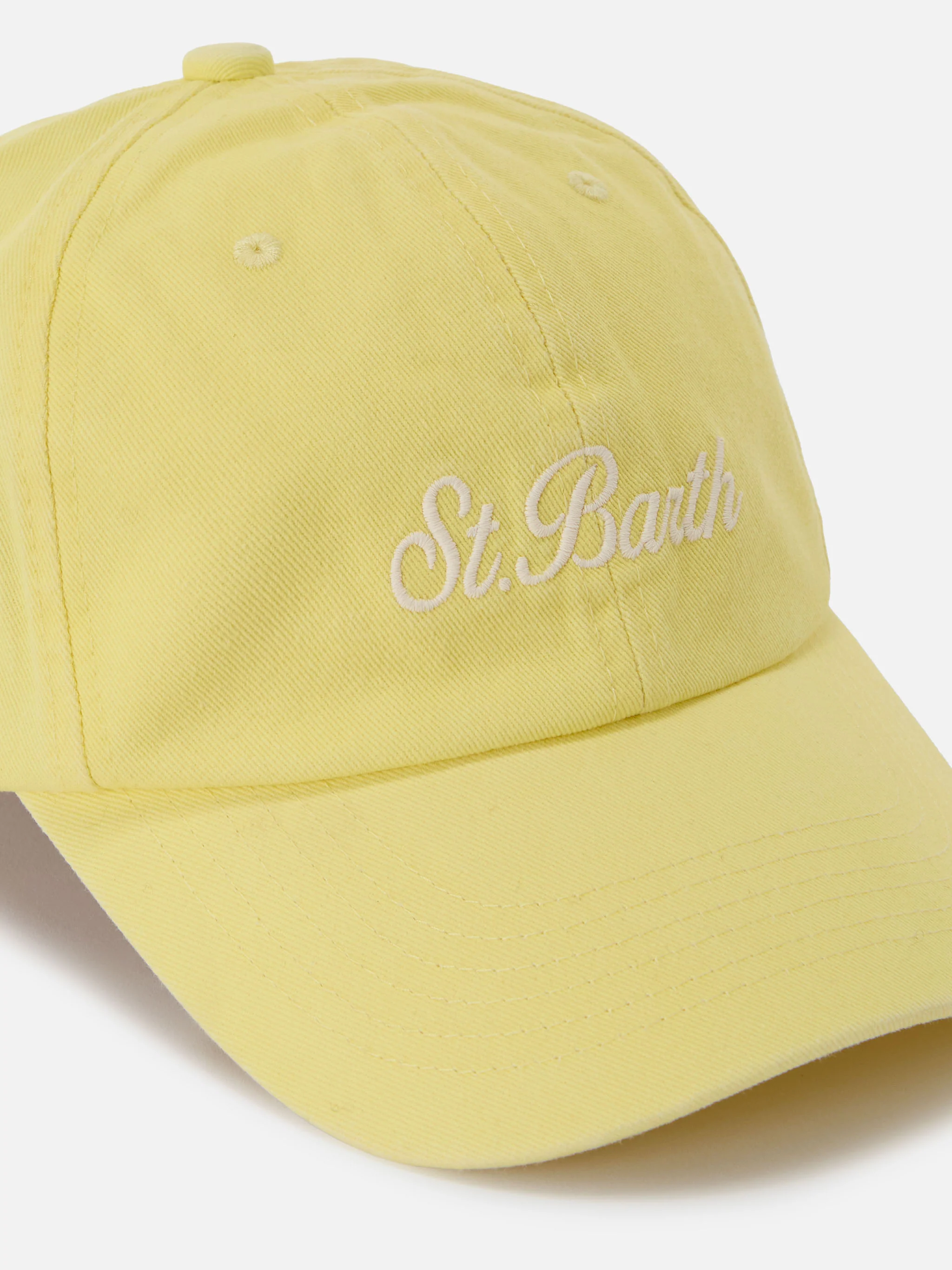 Davis light yellow cotton baseball cap with embroidered logo - Image 2