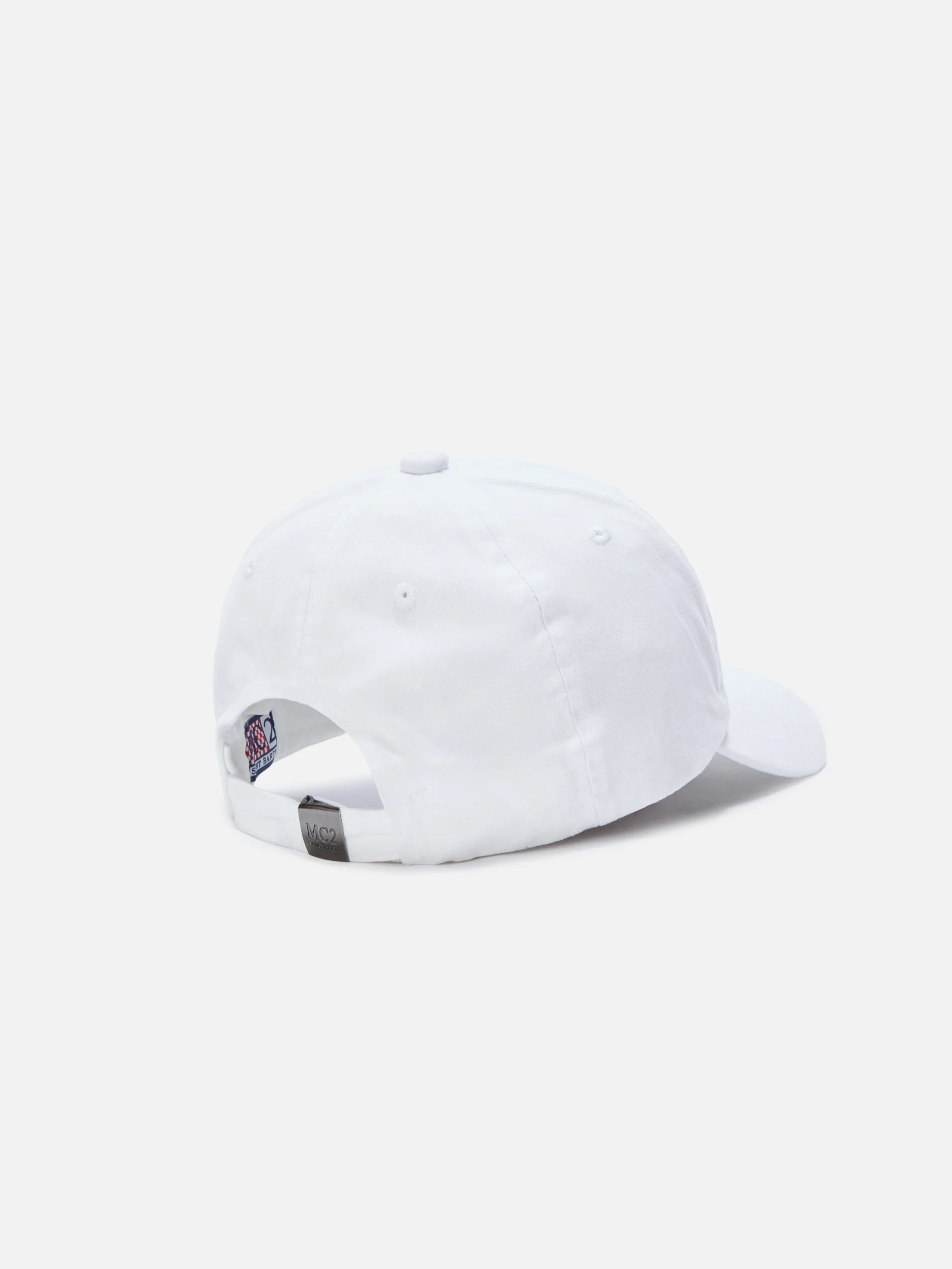 Davis white cotton baseball cap with embroidered logo - Image 3
