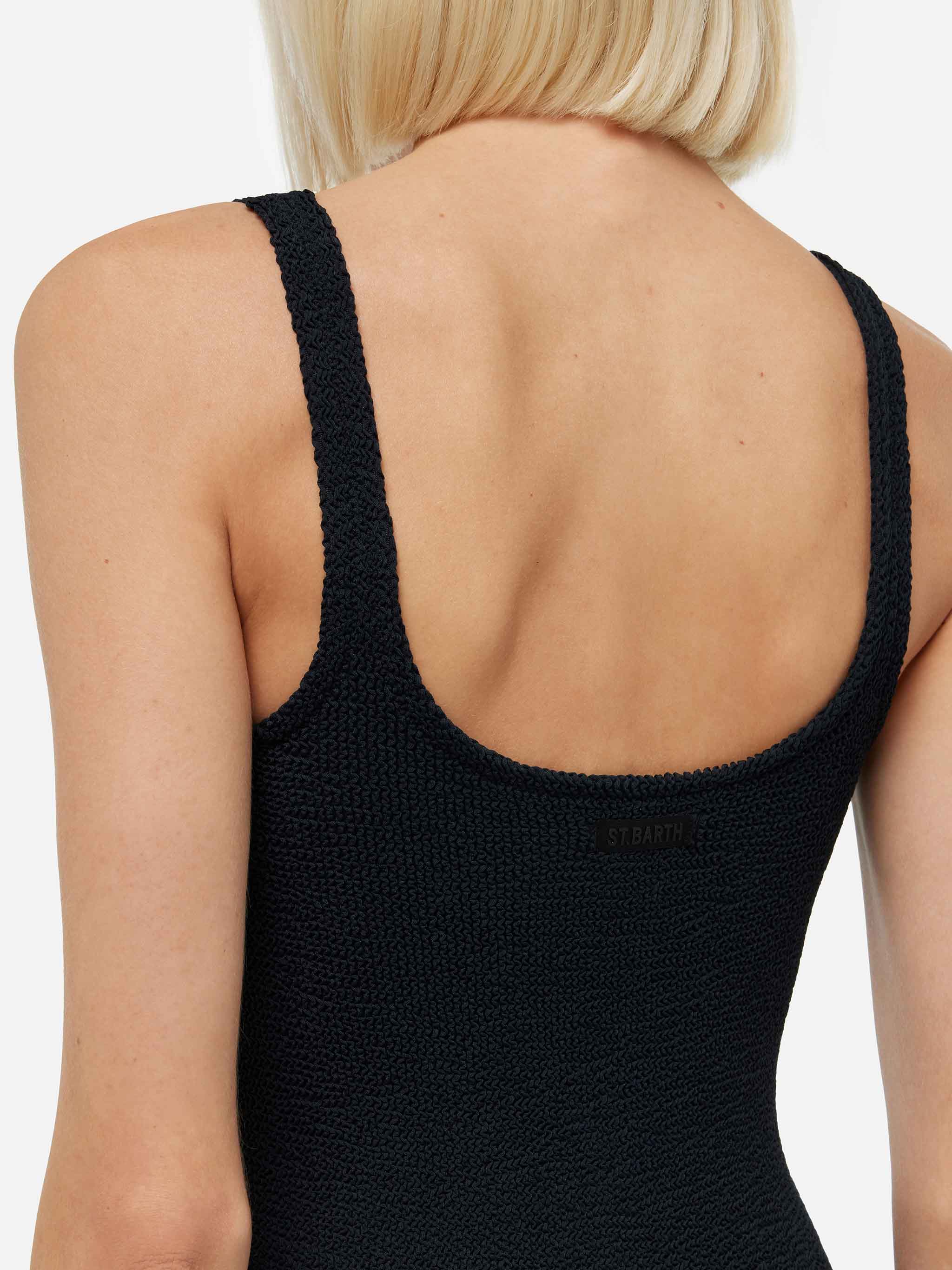 Deana Black Crinkle Tank Dress - Image 2