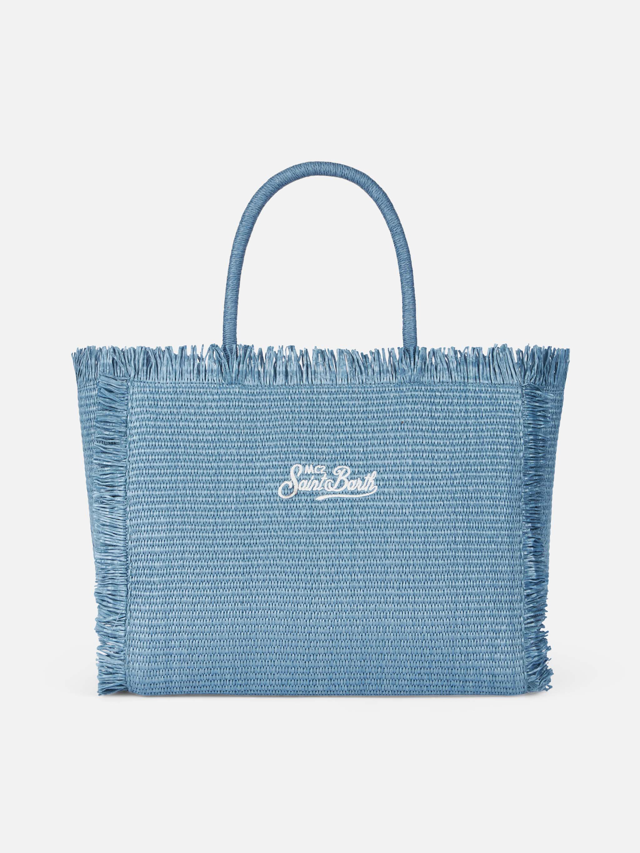Denim blue straw effect Vanity tote bag - Image 3
