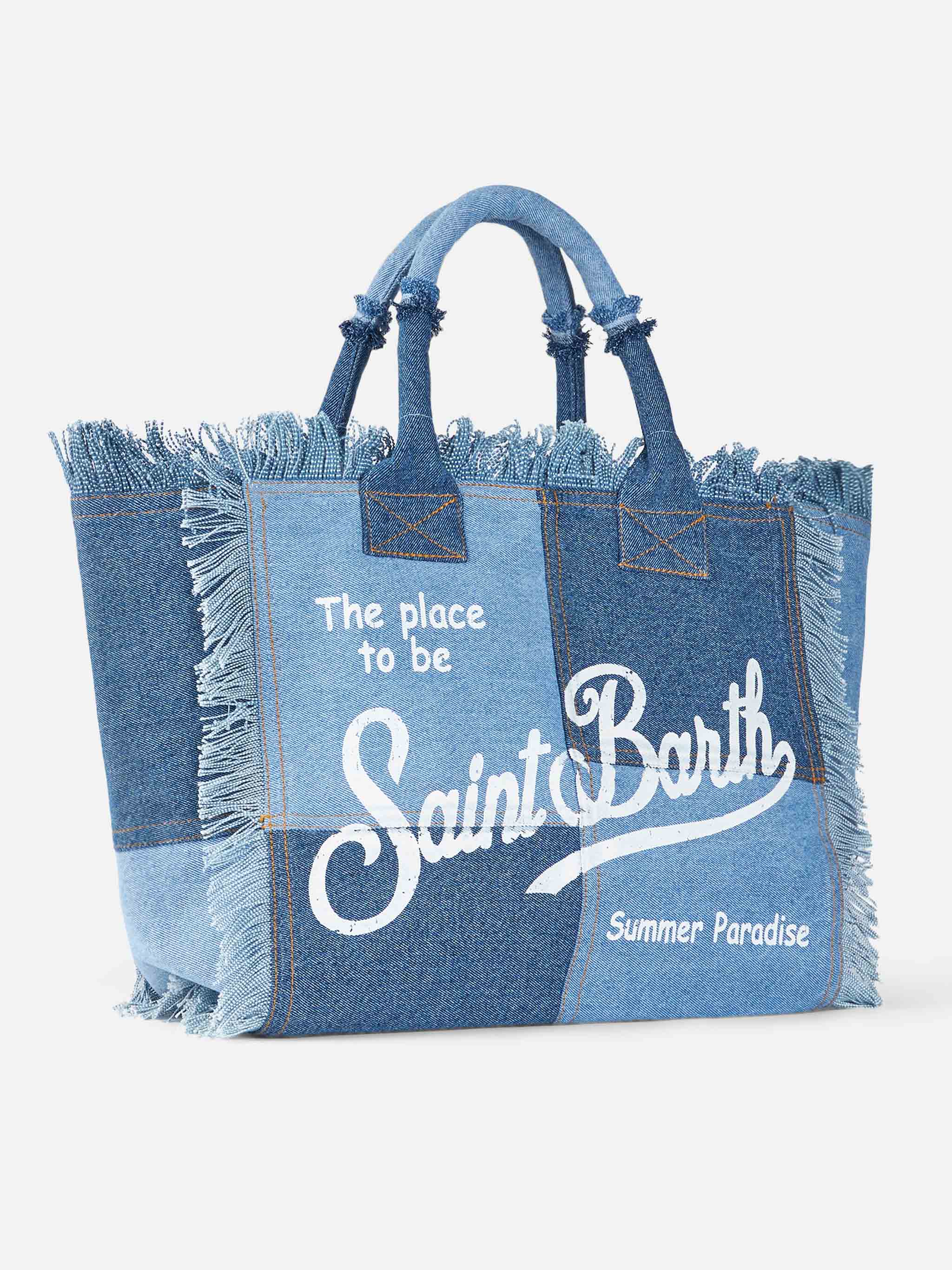 Denim patchwork cotton canvas Vanity tote bag - Image 3