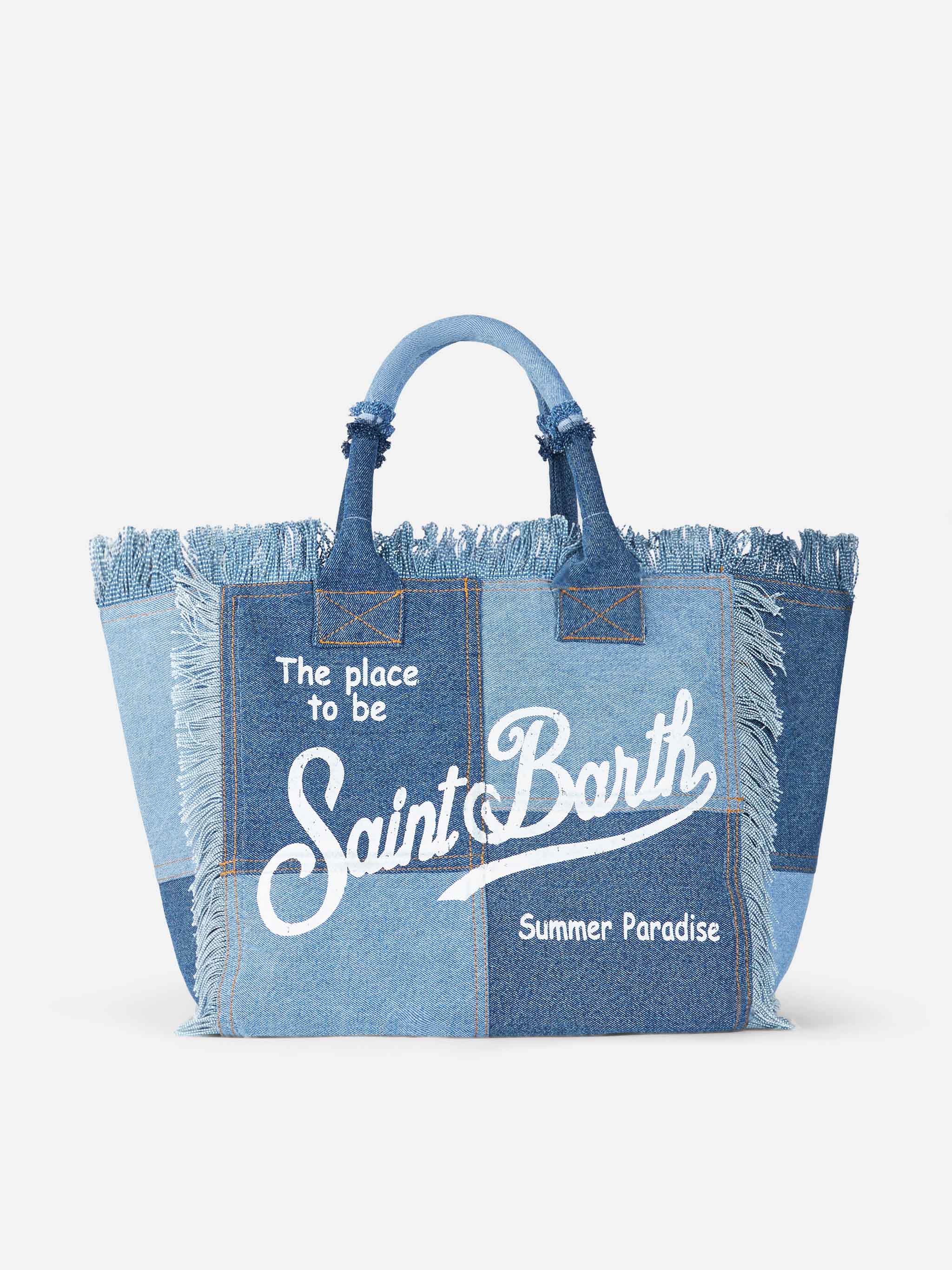 Denim patchwork cotton canvas Vanity tote bag - Image 4