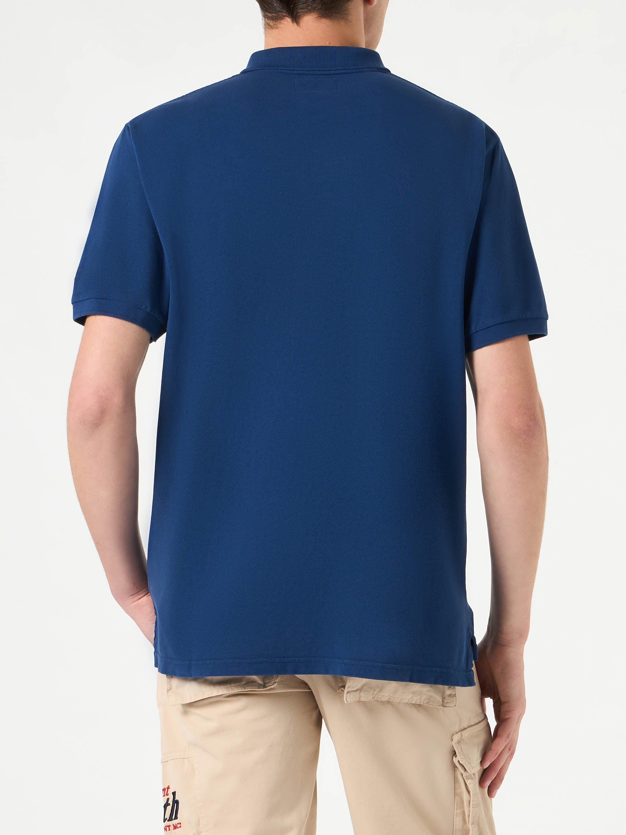 Denim piquet polo with St. Barth logo with vintage effect - Image 3