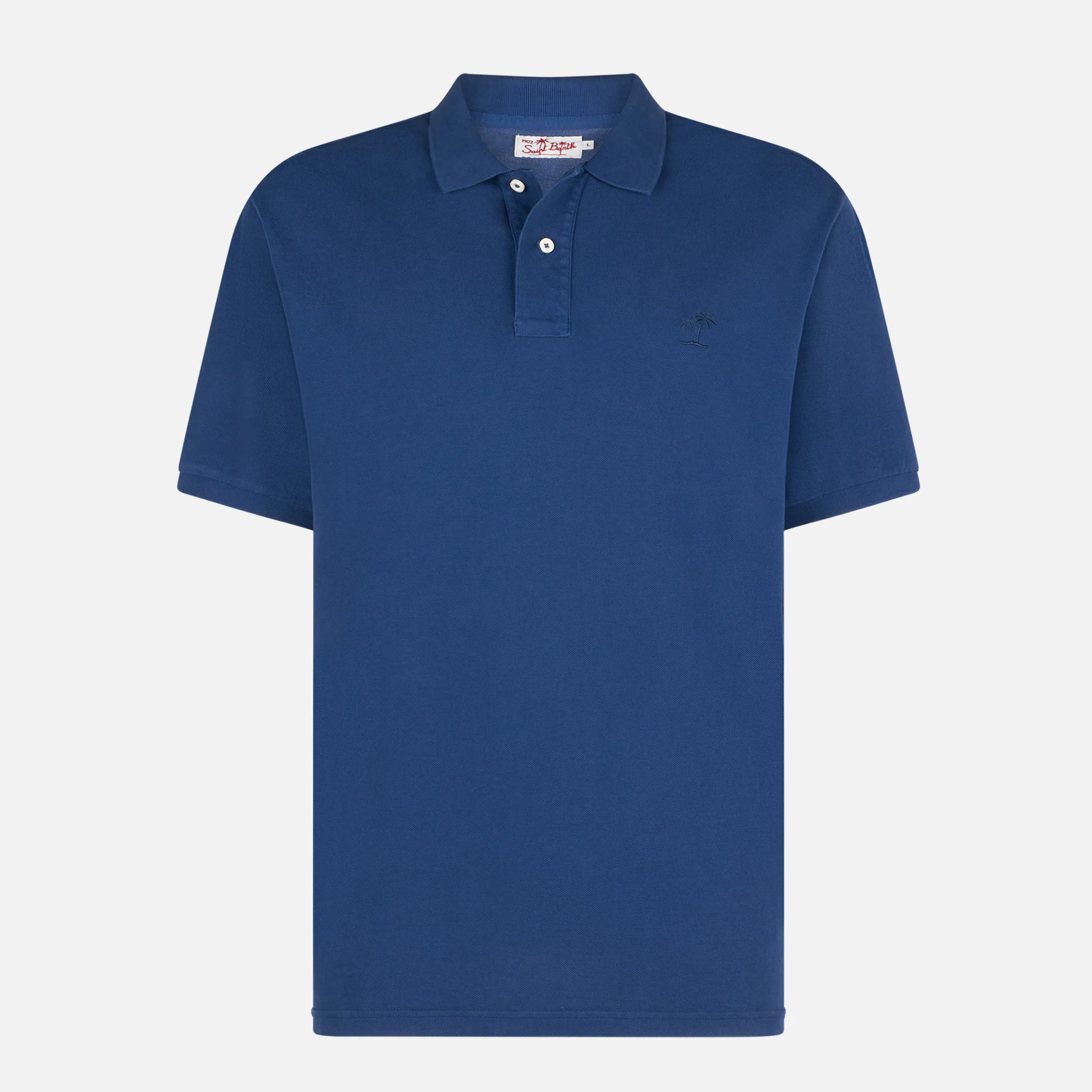 Denim piquet polo with St. Barth logo with vintage effect - Image 4