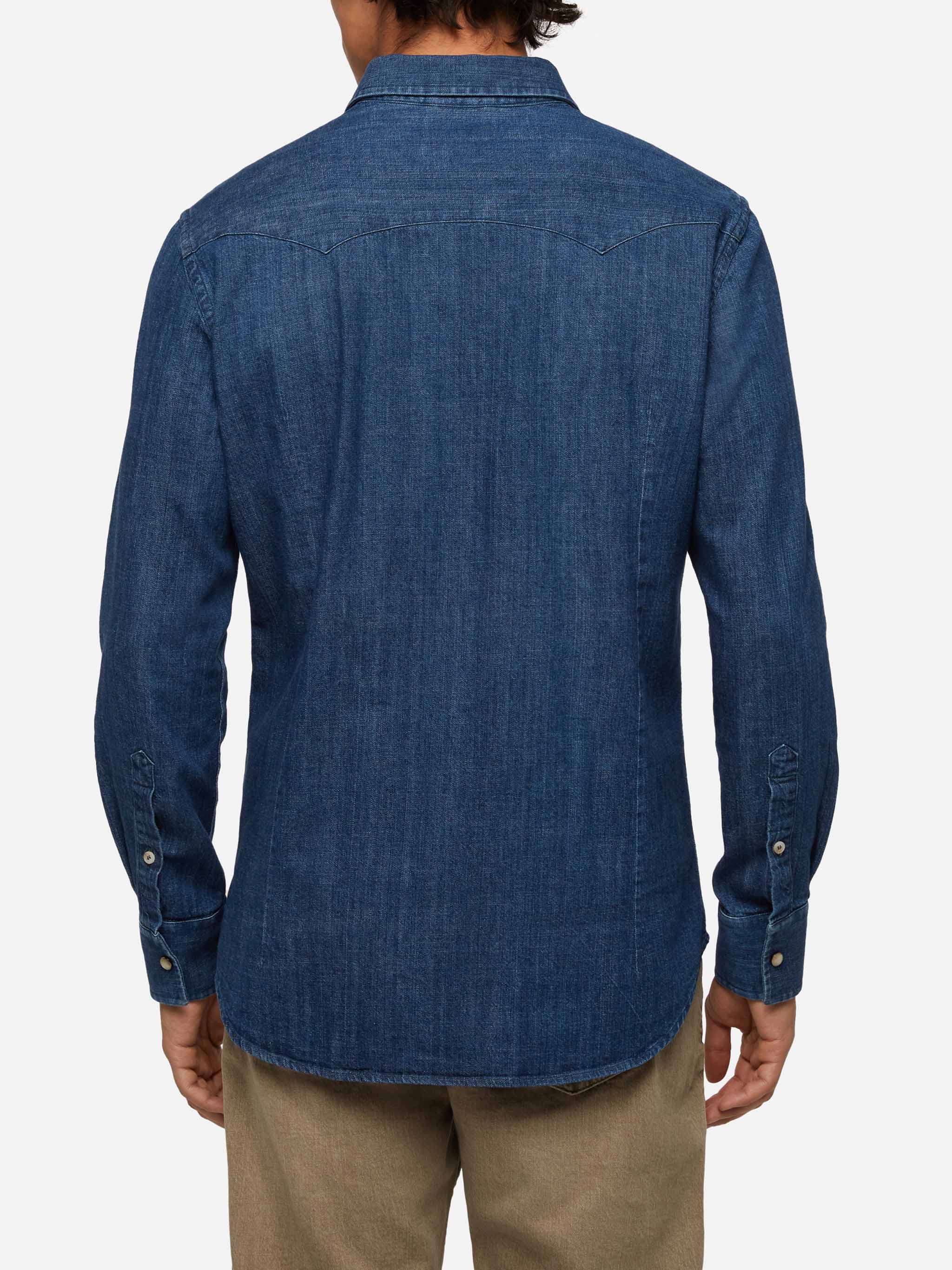 Denim shirt Greg with pied de poul patches - Image 3
