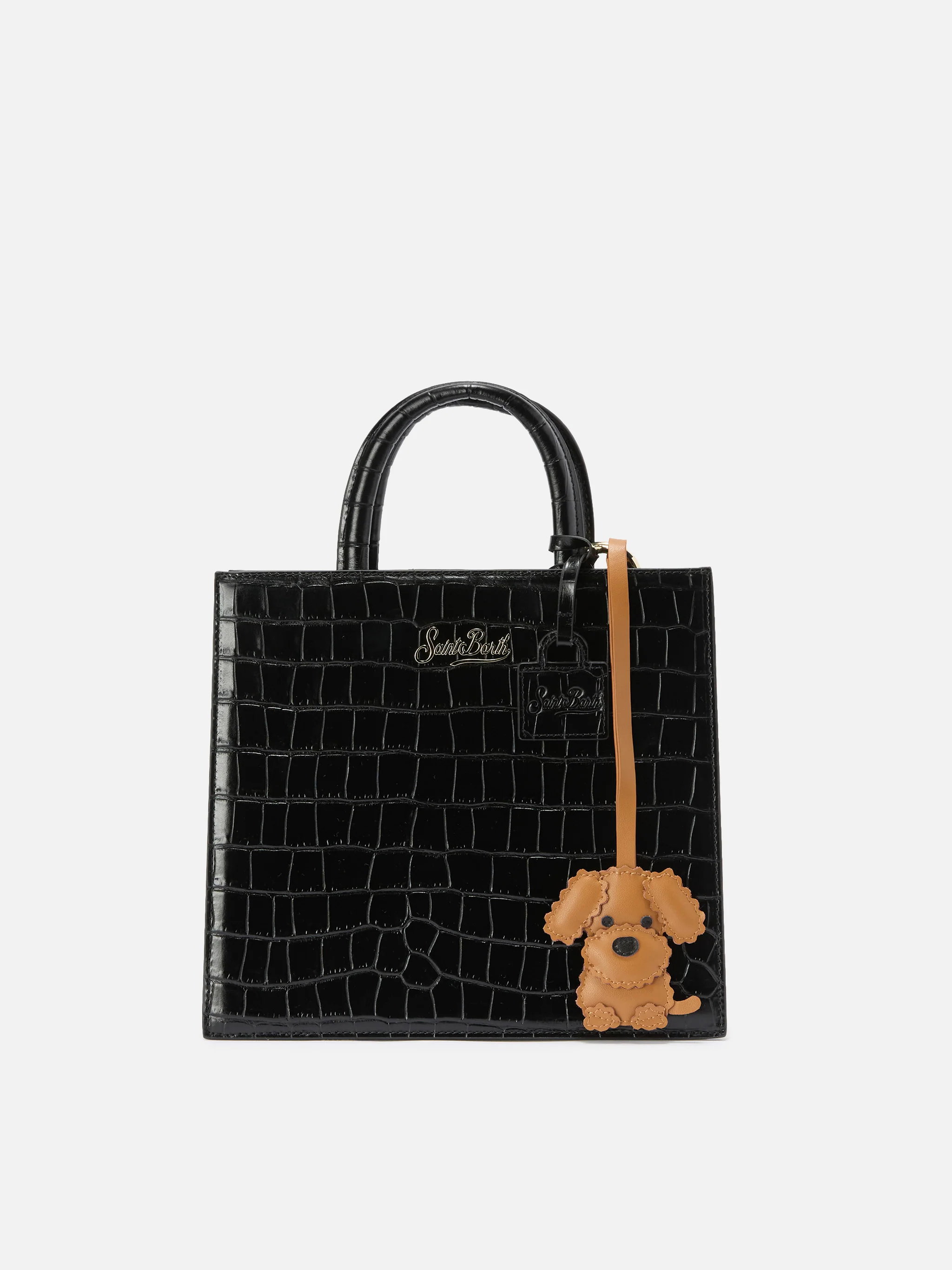 Dog Bag Charm in beige leather - Image 2