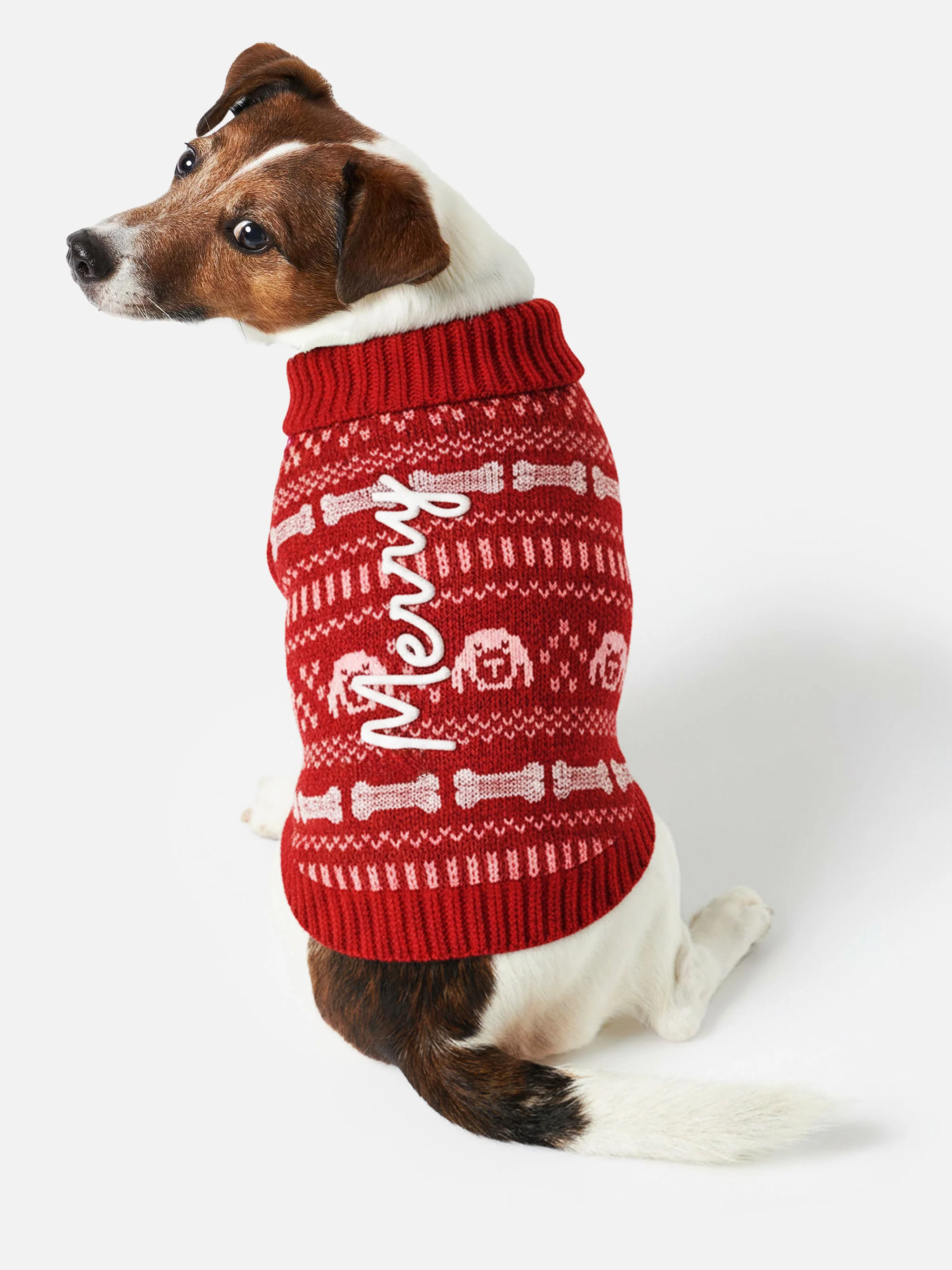 Dog sweater with Merry embroidery