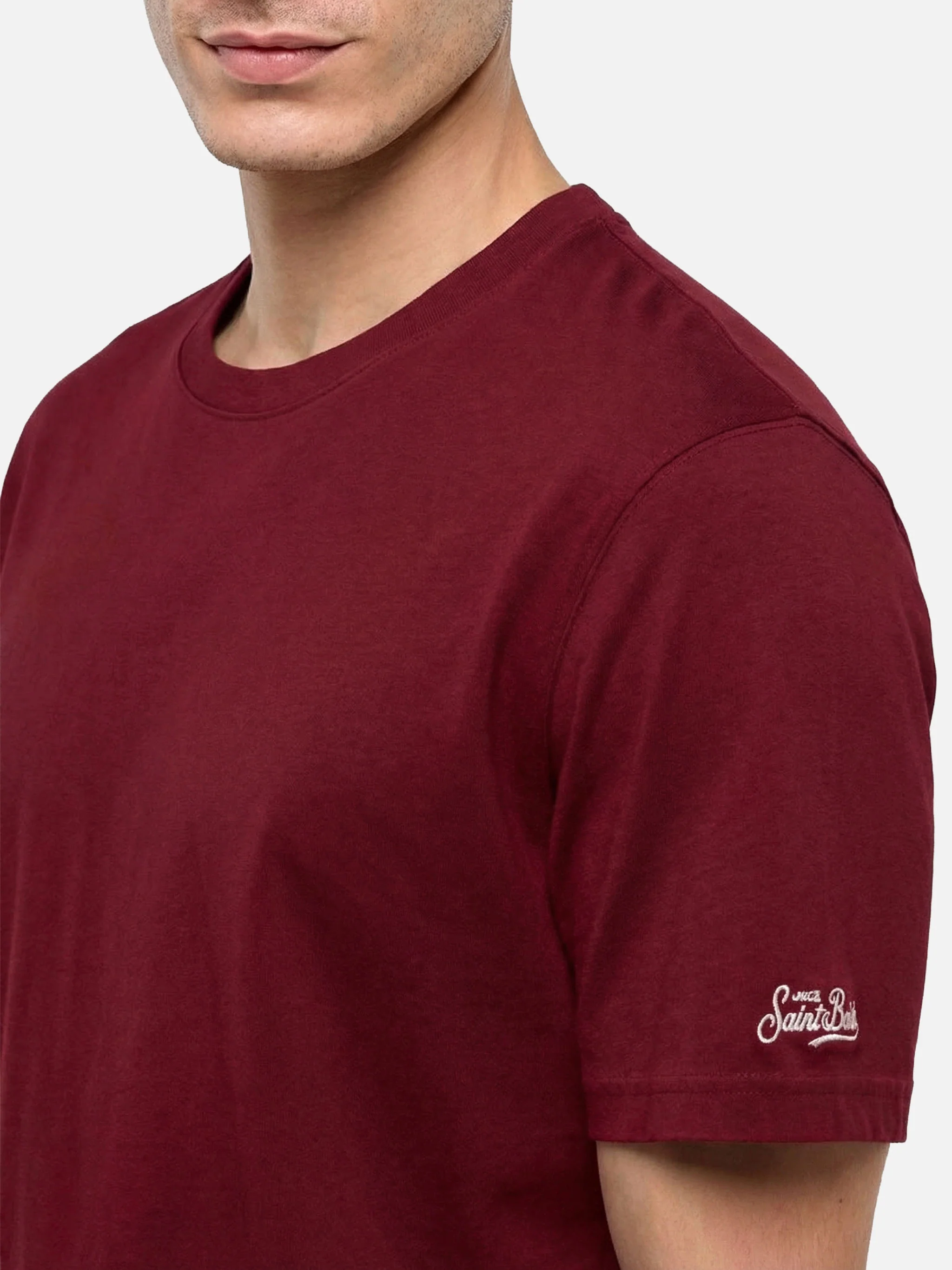 Dover bordeaux cotton jersey t-shirt with St. Barth embroidery - Image 2