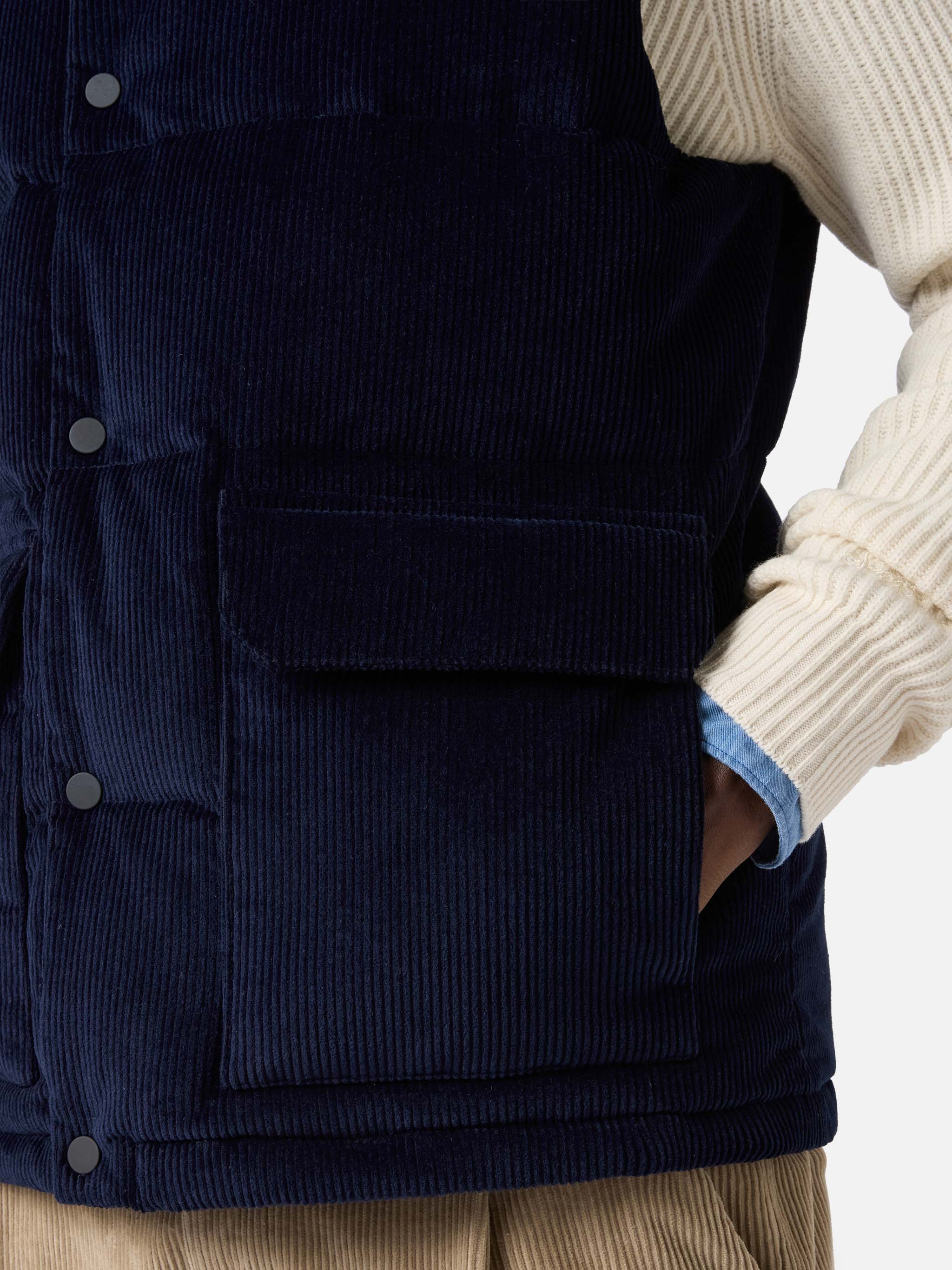 Down padded vest Thunder with in navy blue corduroy - Image 5