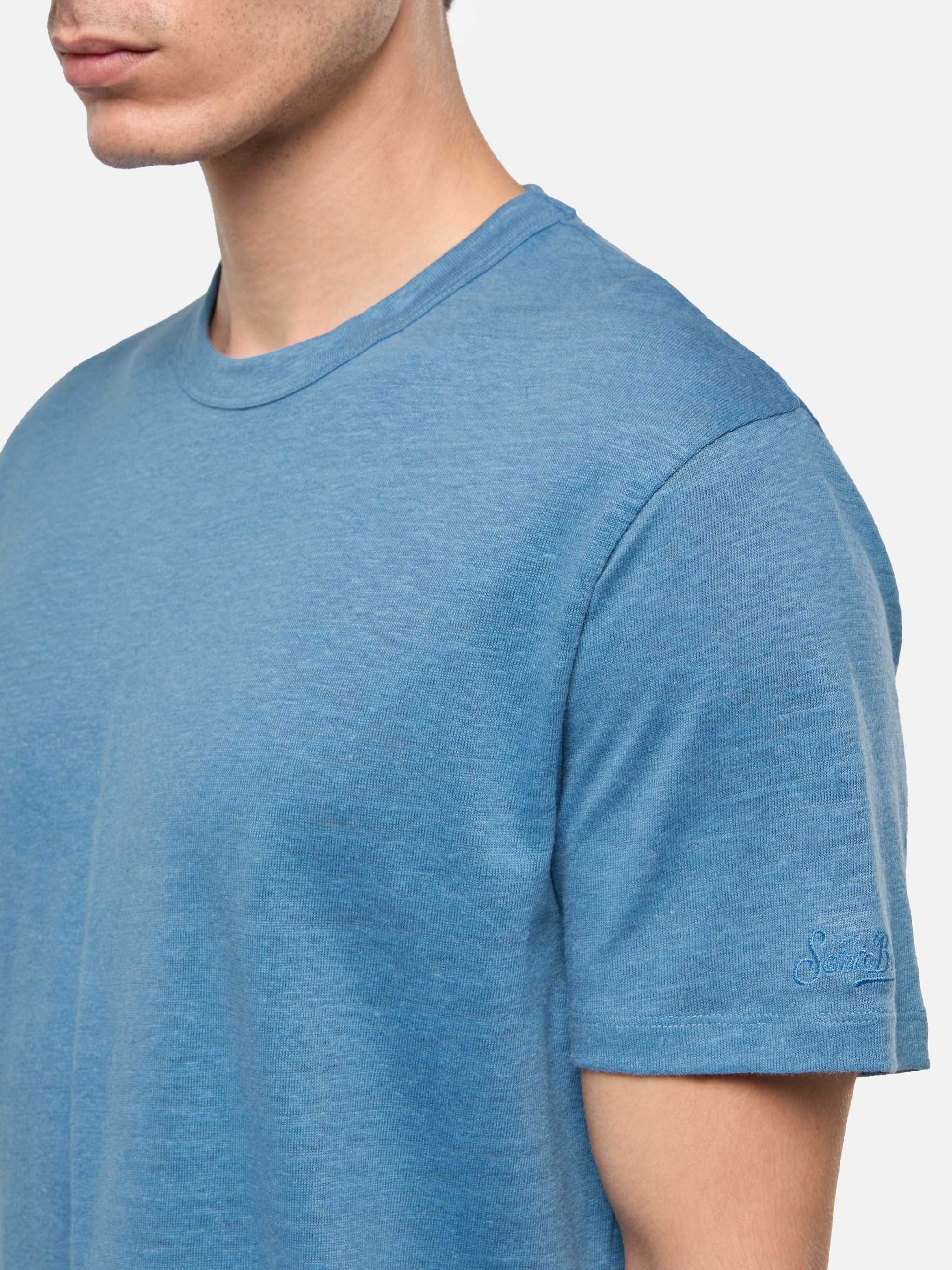 Dusty blue linen jersey t-shirt Ecstasea - Image 3