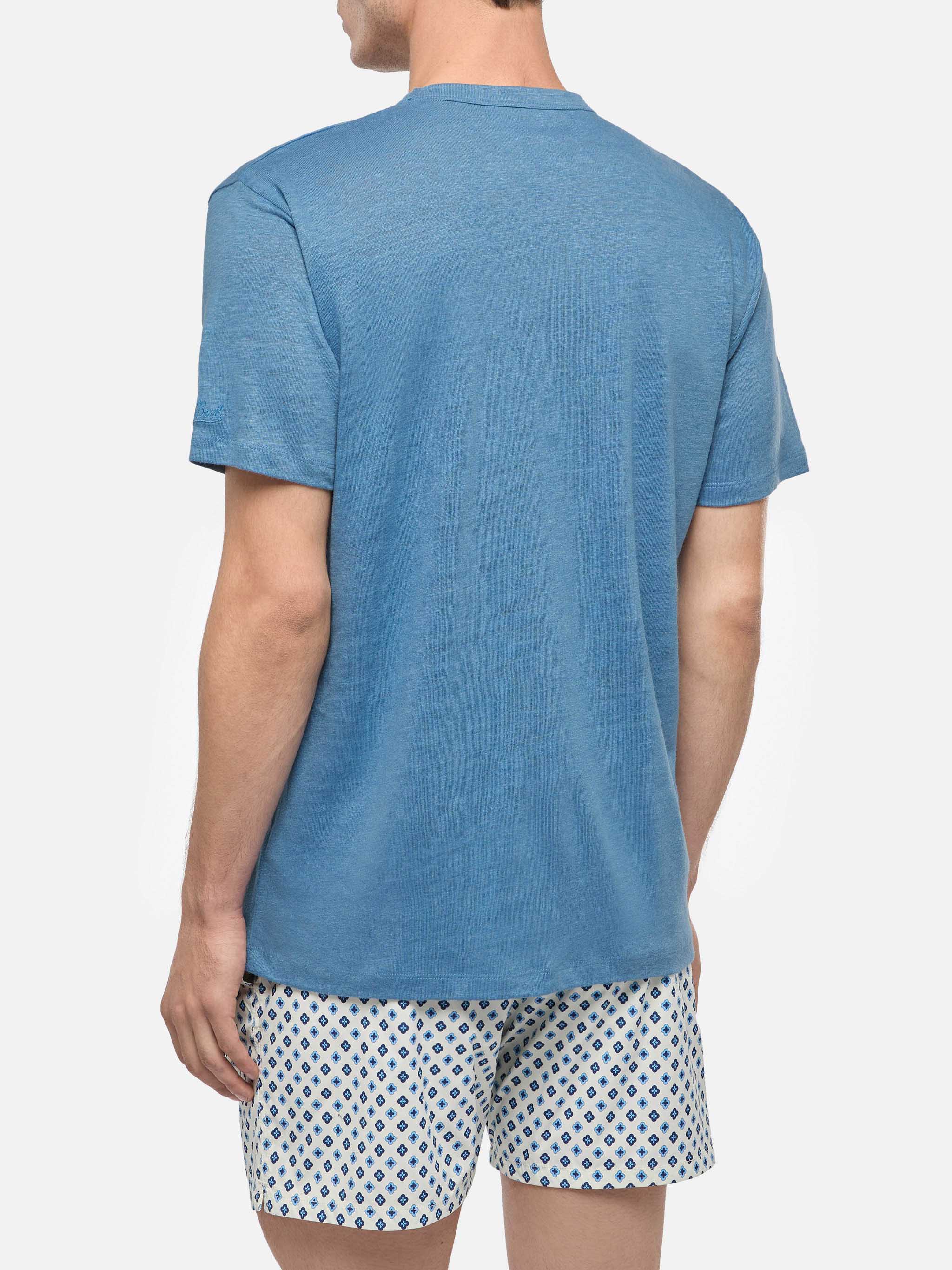 Dusty blue linen jersey t-shirt Ecstasea - Image 4