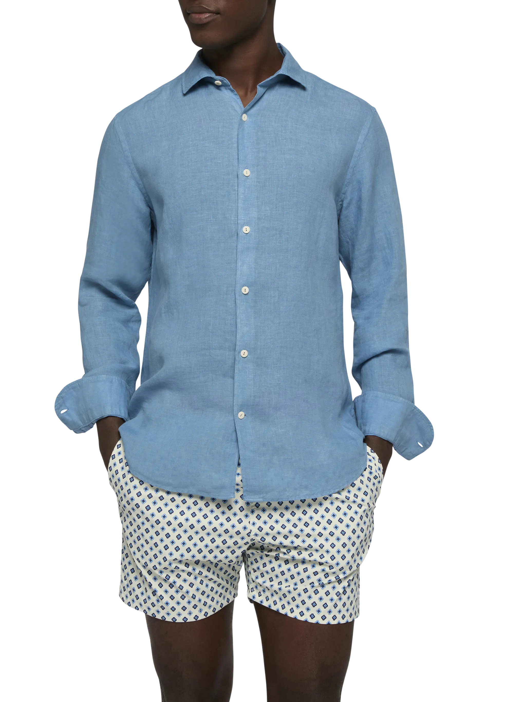 Dusty blue linen shirt Pamplona