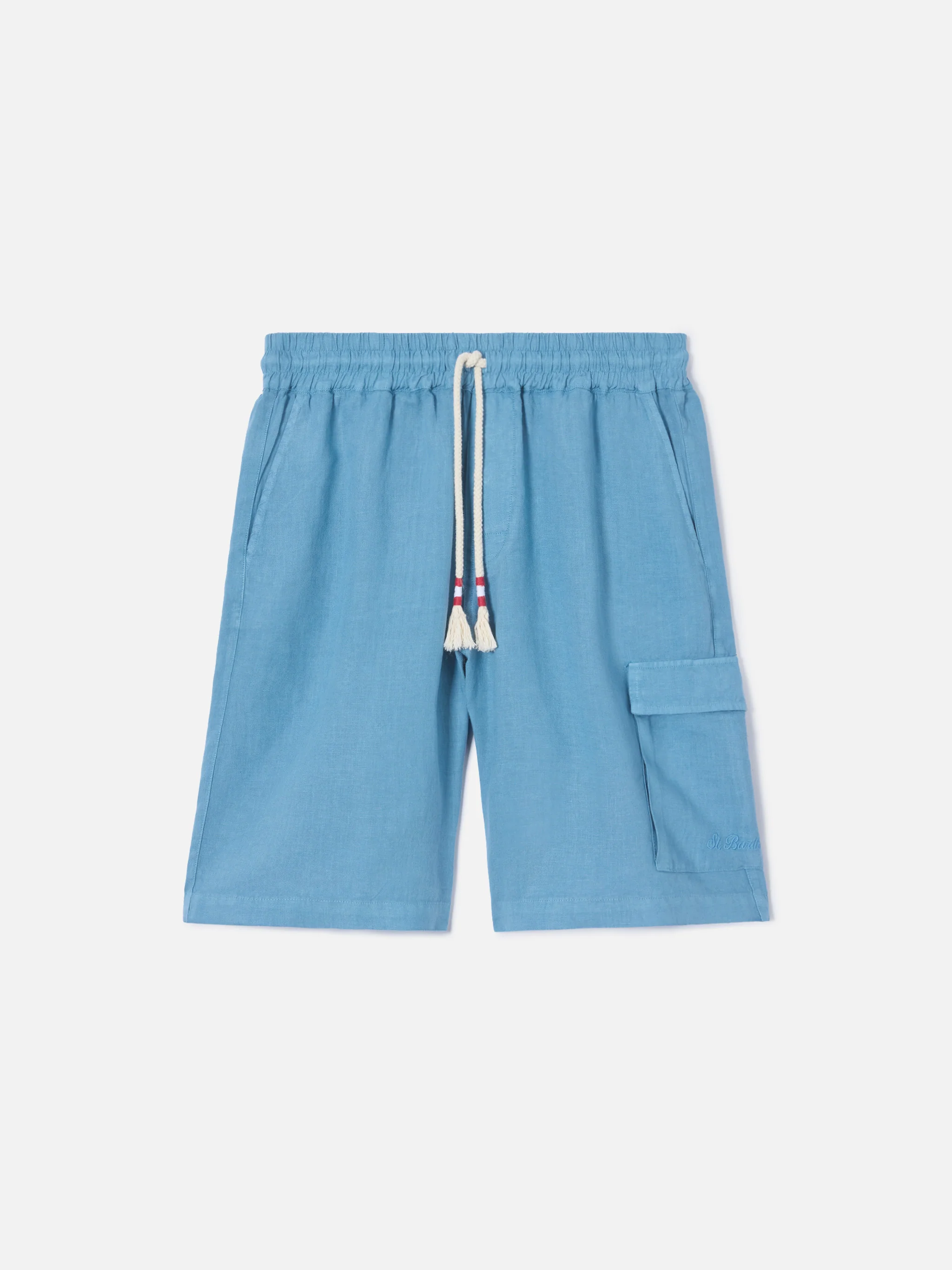 Dusty blue Marseille bermuda shorts in pure linen - Image 4