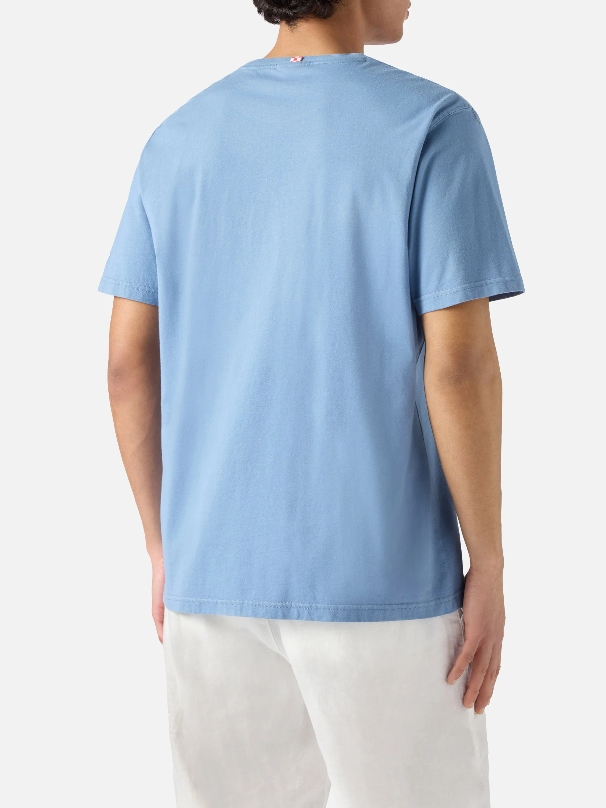 Dusty light blue Portofino T-shirt with All I Need Is A G-in Class embroidery - Image 4