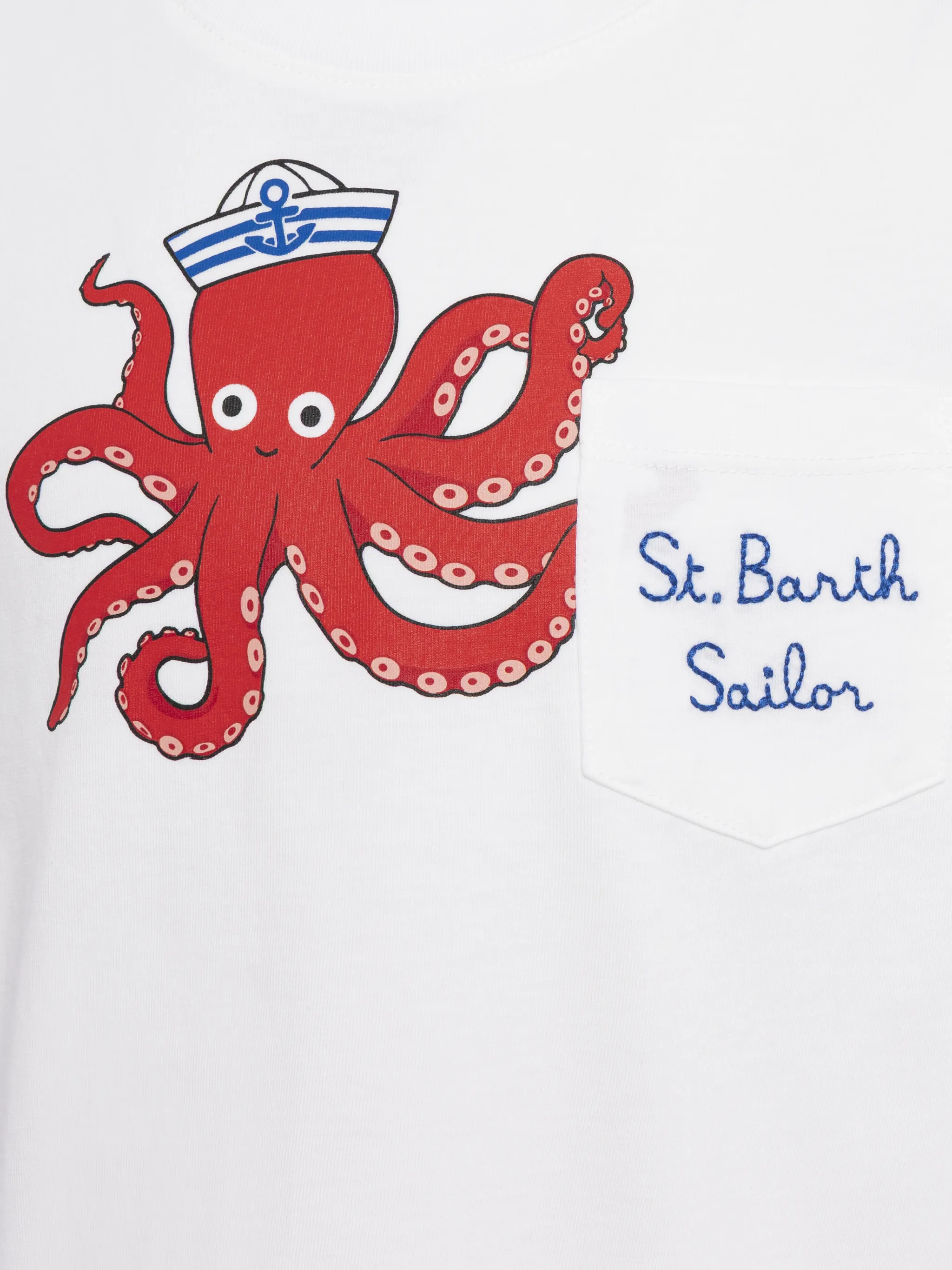 Eddy cotton t-shirt with octopus print and St. Barth Sailor embroidery - Image 2