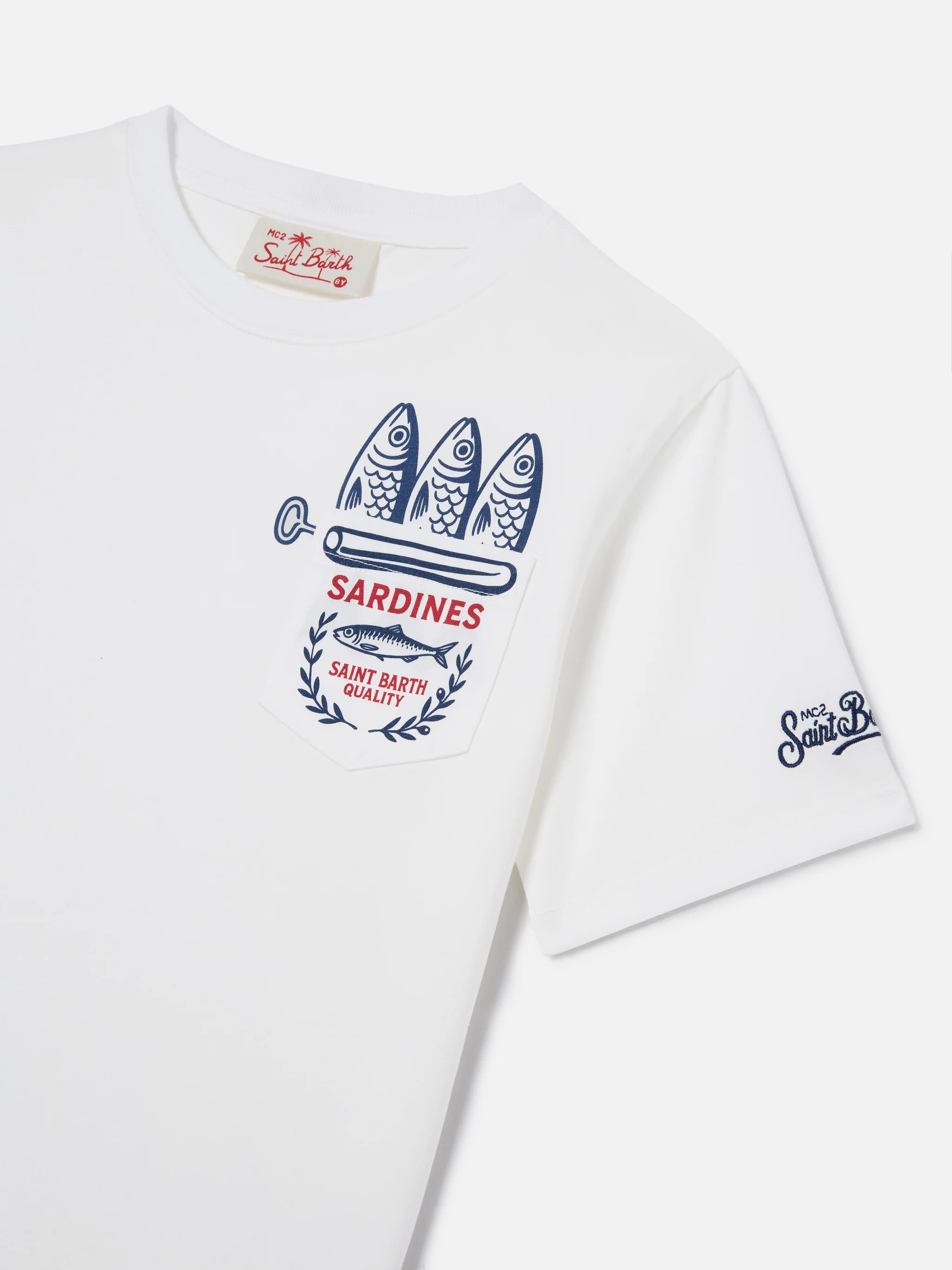 Eddy t-shirt with chest pocket and Sardines illustration - Image 2