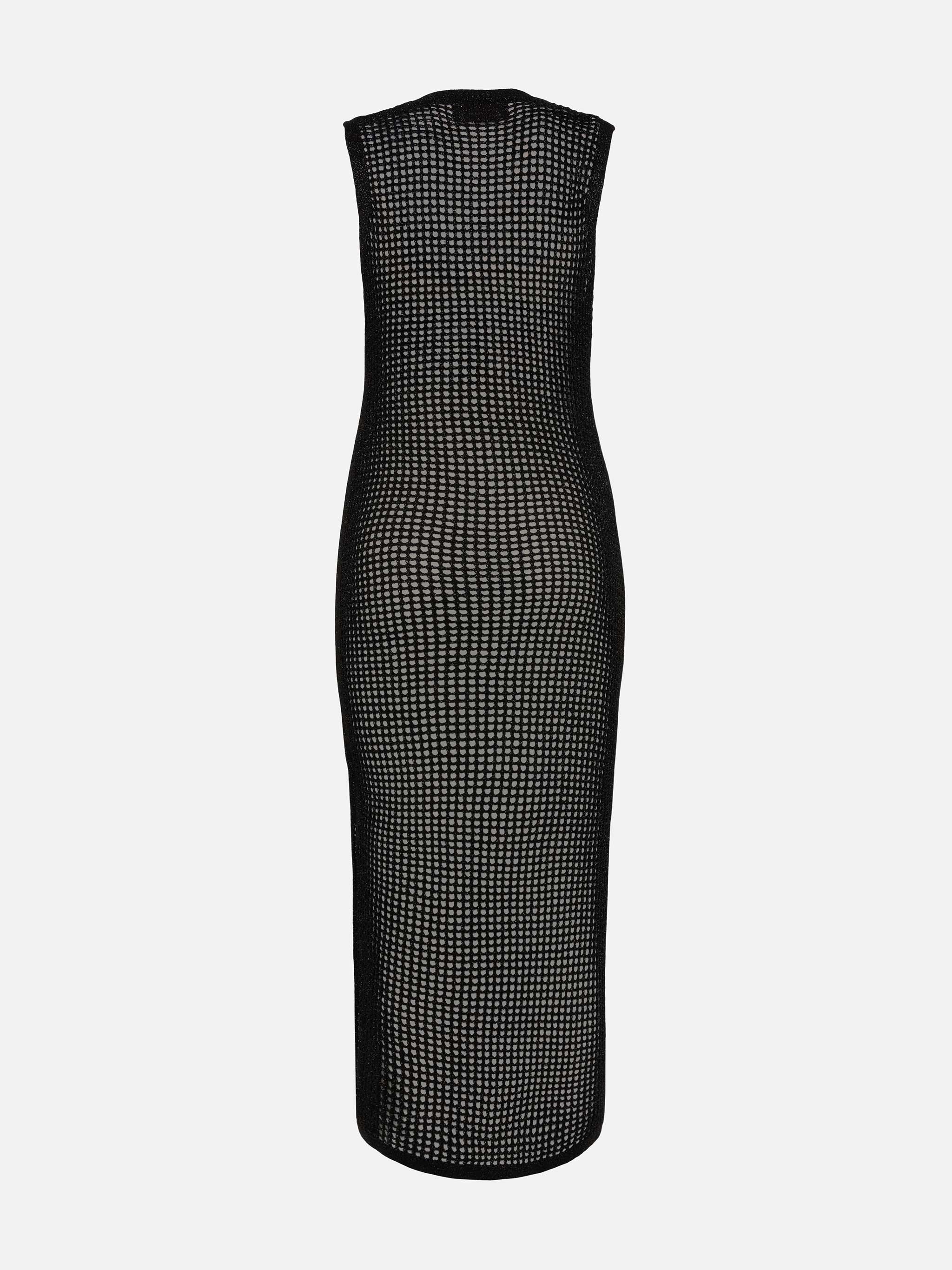 Eileen long lurex black mesh crochet dress - Image 5