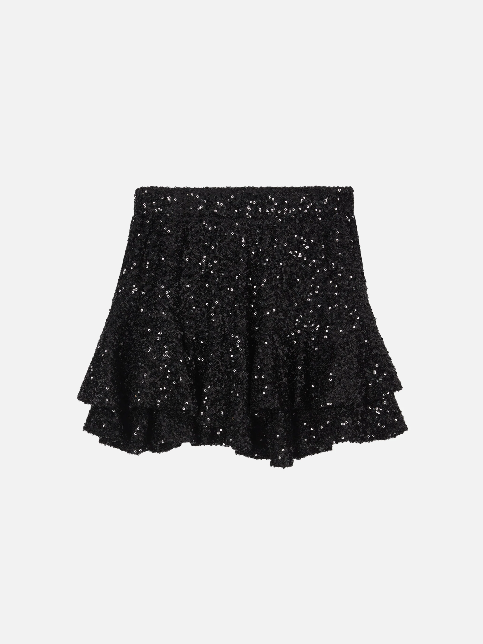 Eivissa Jr sequin ruffle mini skirt in black - Image 2