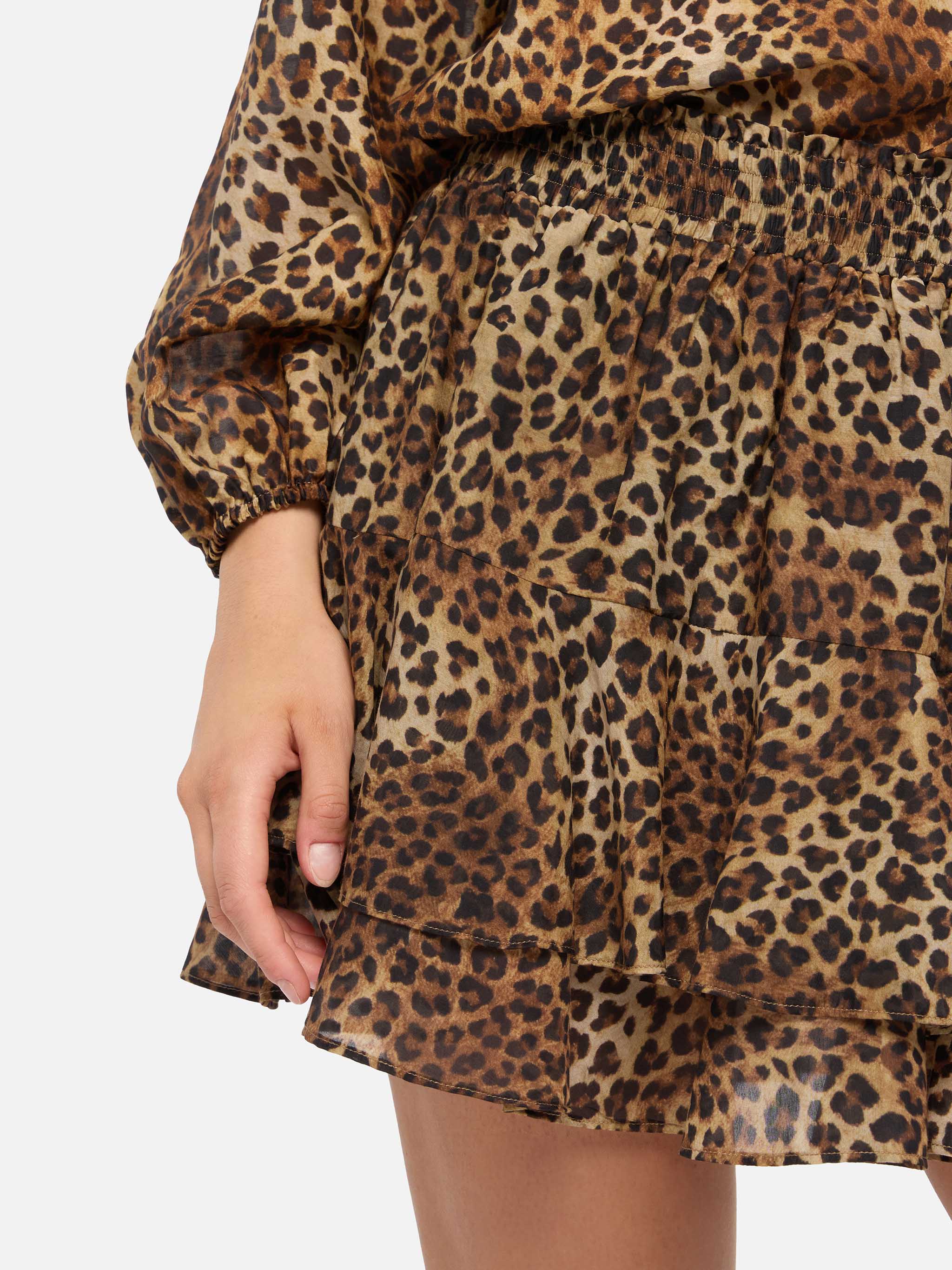 Eivissa ruffled mini skirt in silk voile with animalier print - Image 3