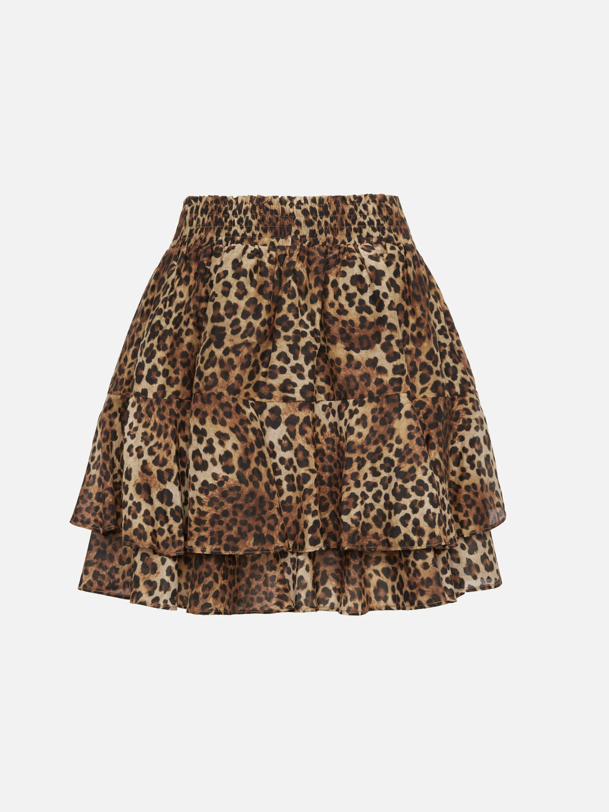 Eivissa ruffled mini skirt in silk voile with animalier print - Image 5