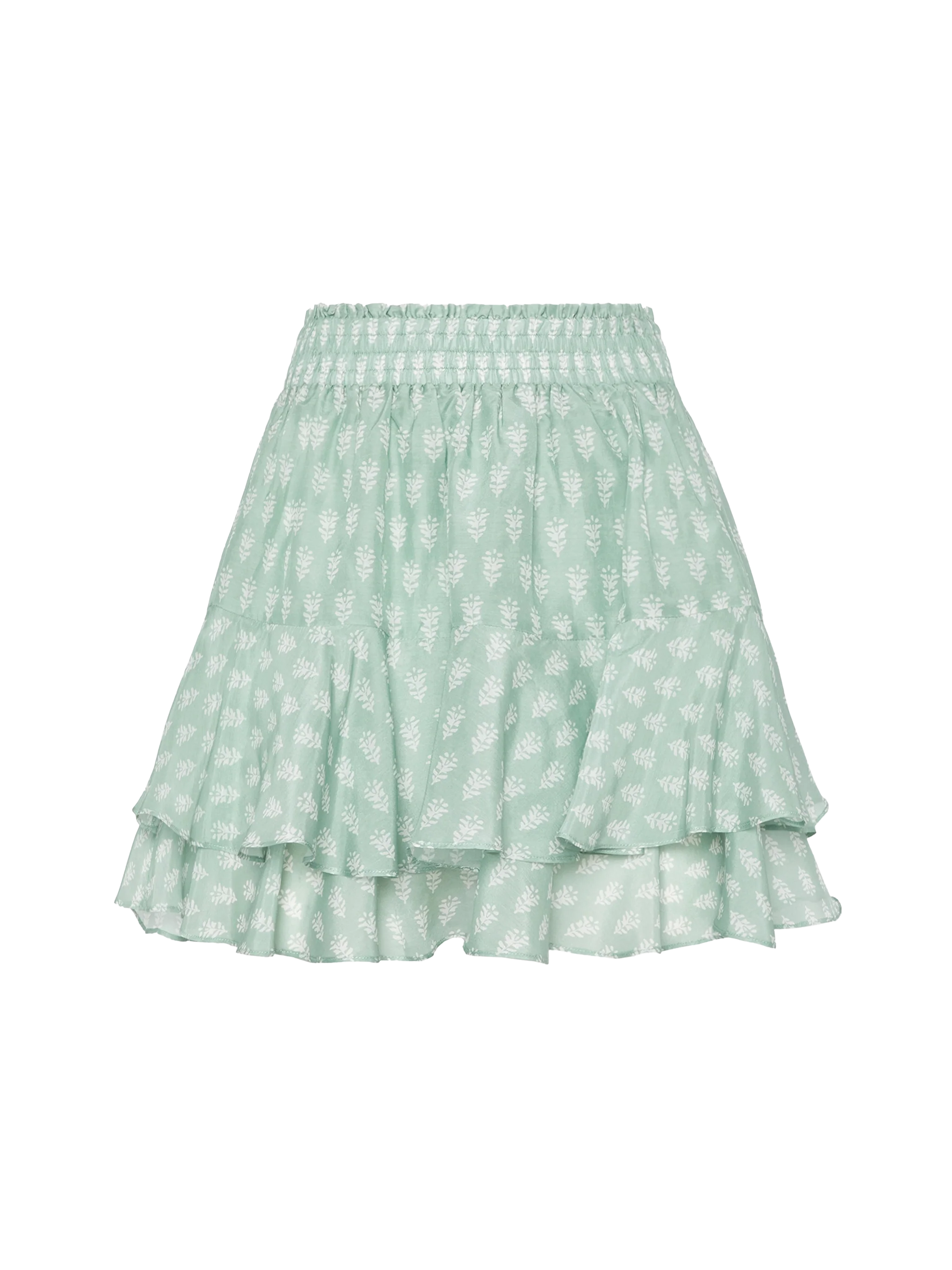 Eivissa ruffled mini skirt in silk voile with flower print - Image 4