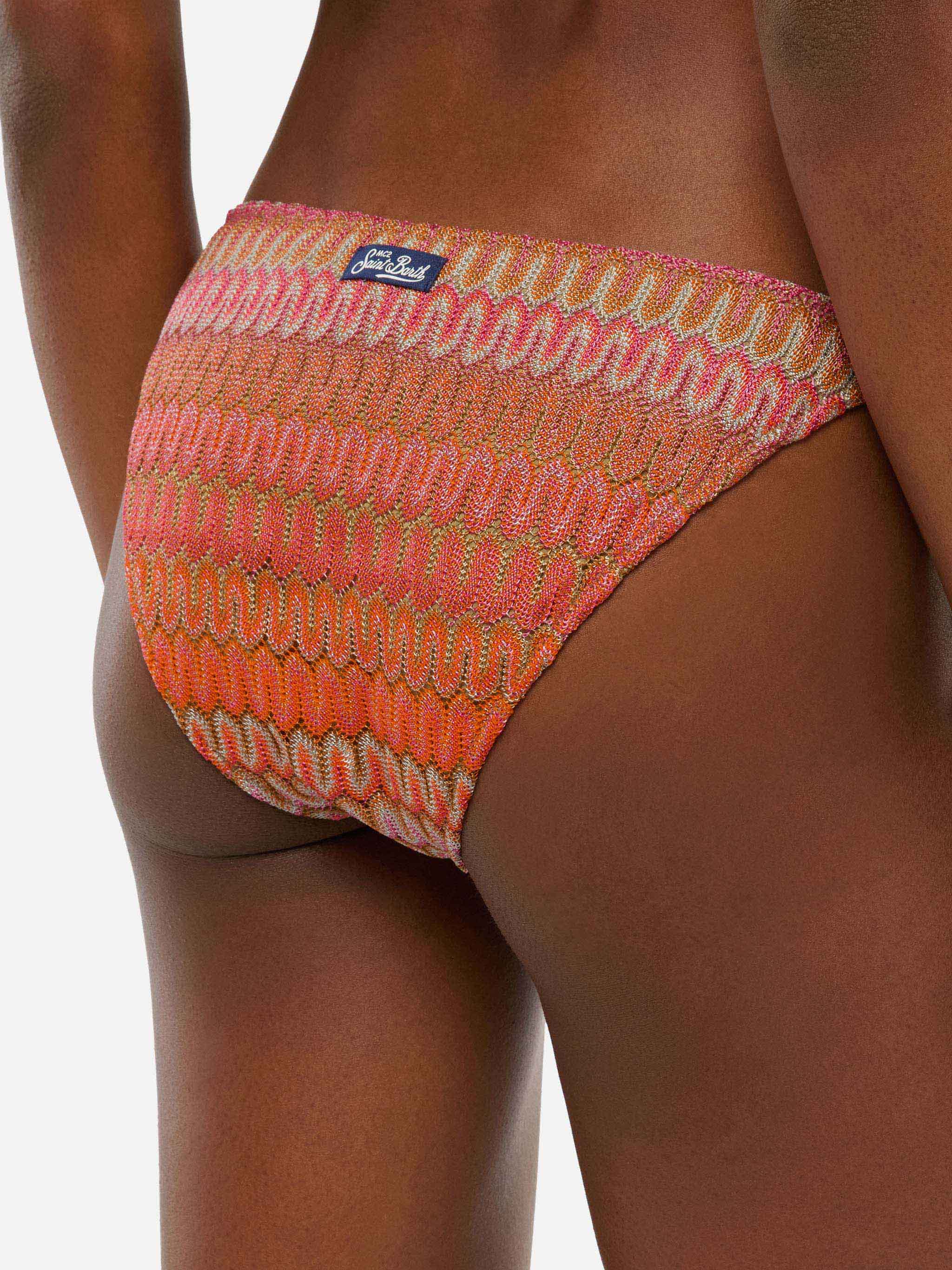 Elea swim briefs in orange raschel fabric - Image 2
