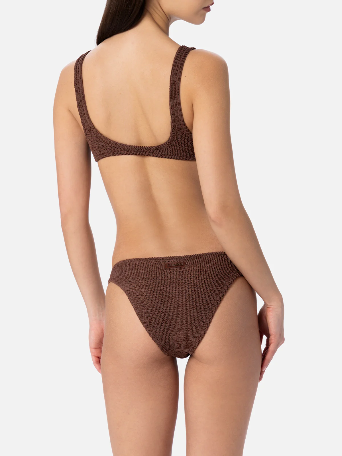 Elise classic brown crinkle swim briefs - Image 3