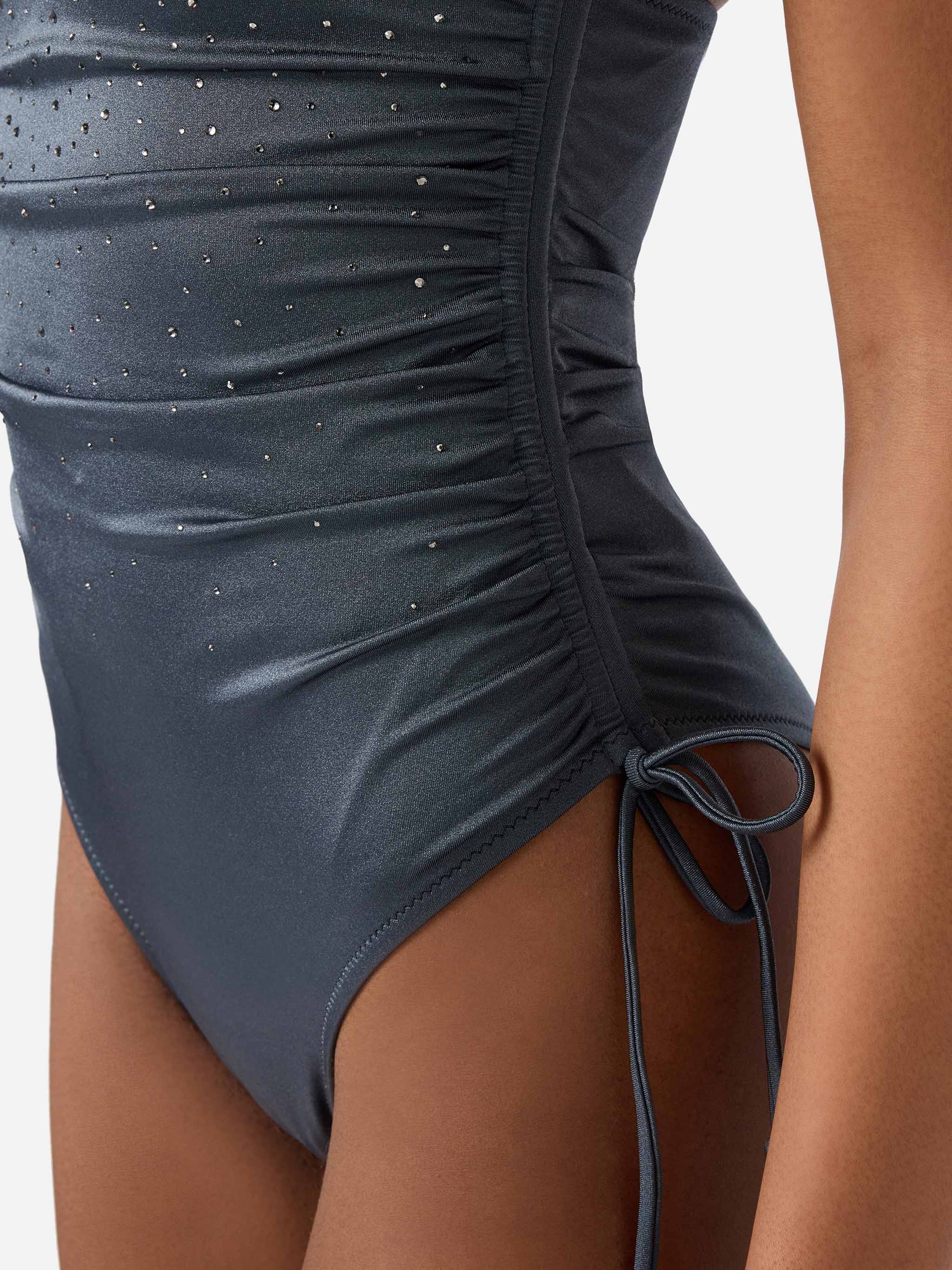 Eliya one-piece swimsuit glossy finish with rhinestone details - Image 4
