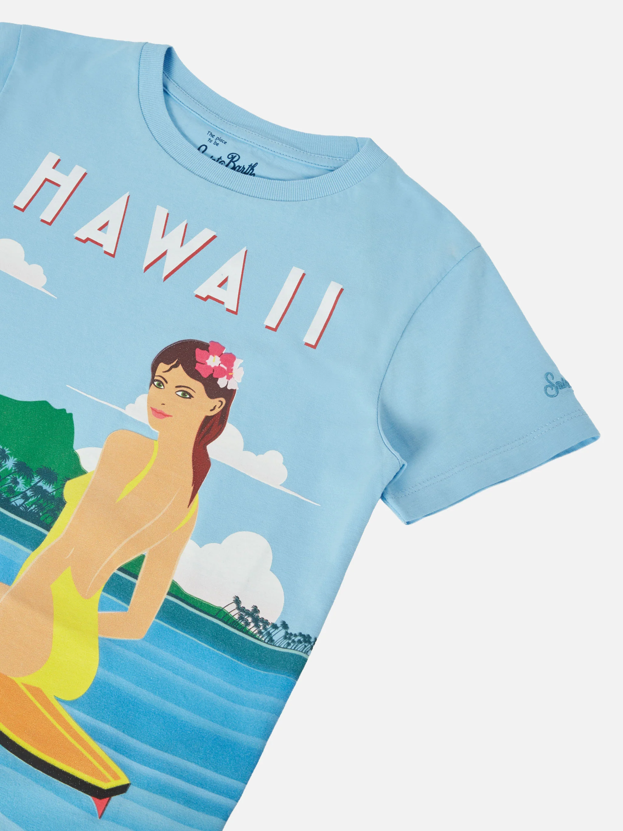 Elly cotton jersey crewneck t-shirt with Hawaii print - Image 2