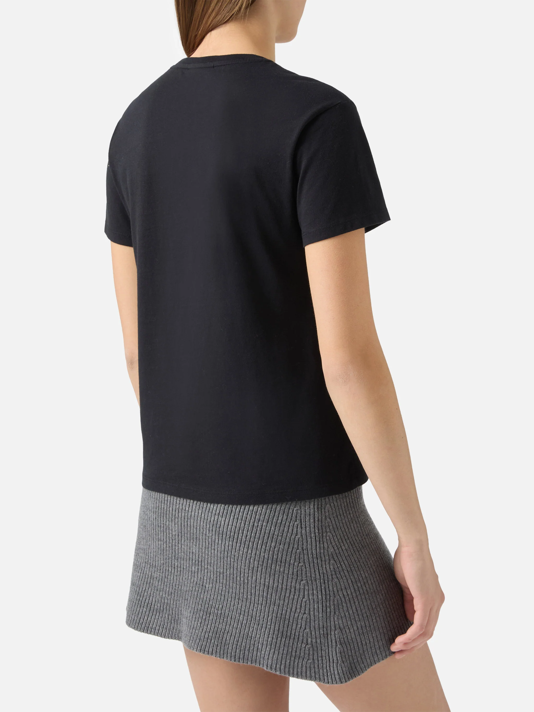 Emilie cotton T-shirt in black with Bollicine Queen rhinestone appliqué - Image 3