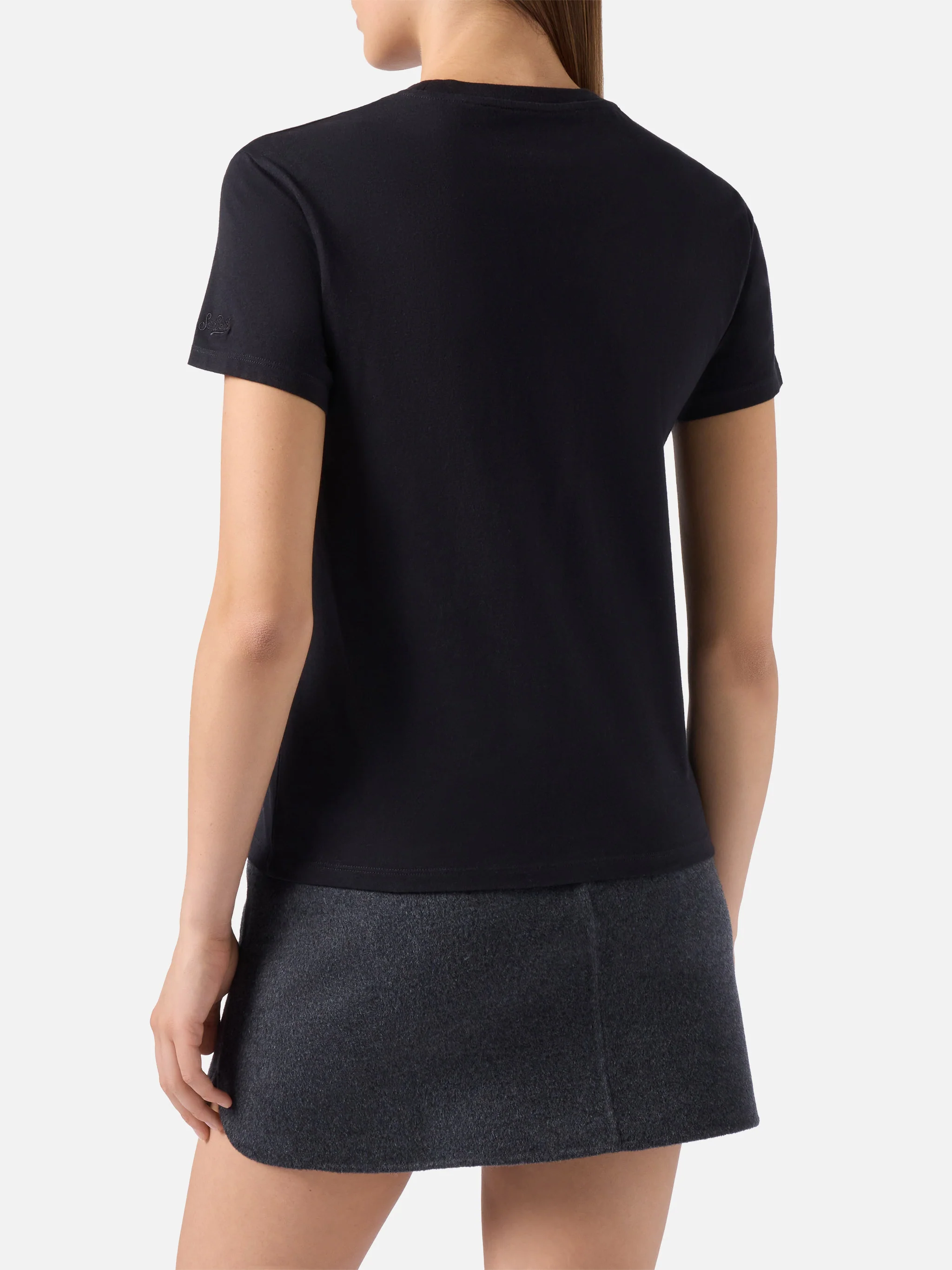 Emilie cotton T-shirt in black with Vacanze di Natale glitter print | VACANZE DI NATALE SPECIAL EDITION - Image 3