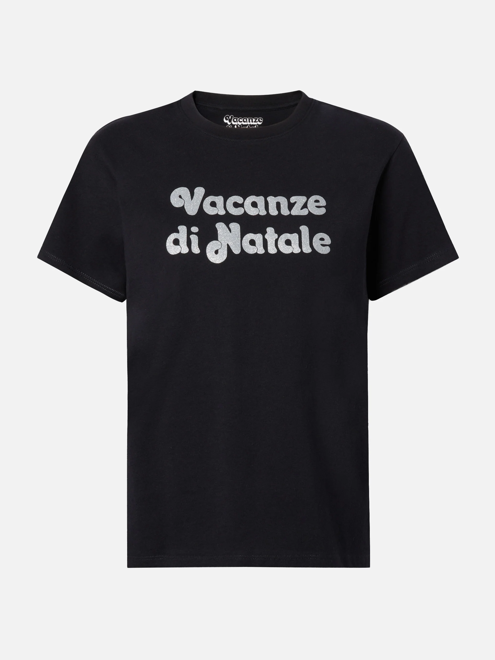 Emilie cotton T-shirt in black with Vacanze di Natale glitter print | VACANZE DI NATALE SPECIAL EDITION - Image 4