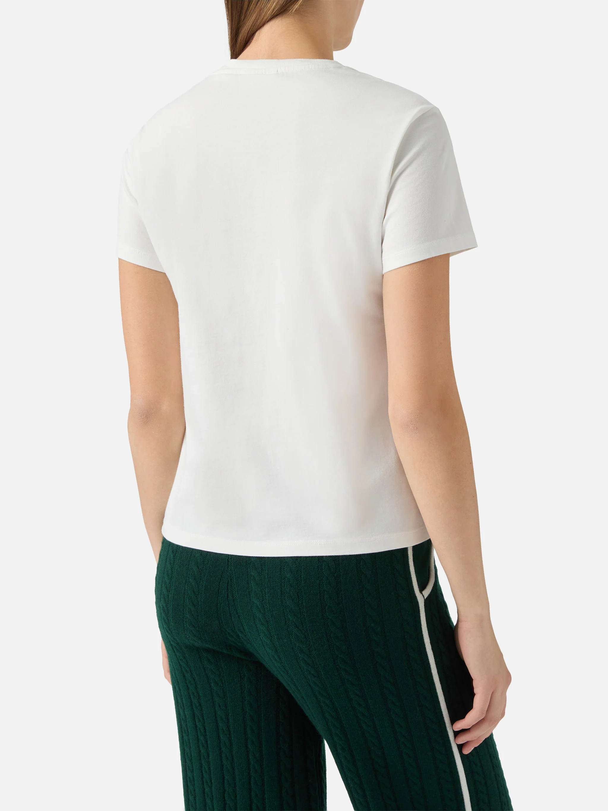 Emilie cotton t-shirt in white with Mela Meno embroidery - Image 3