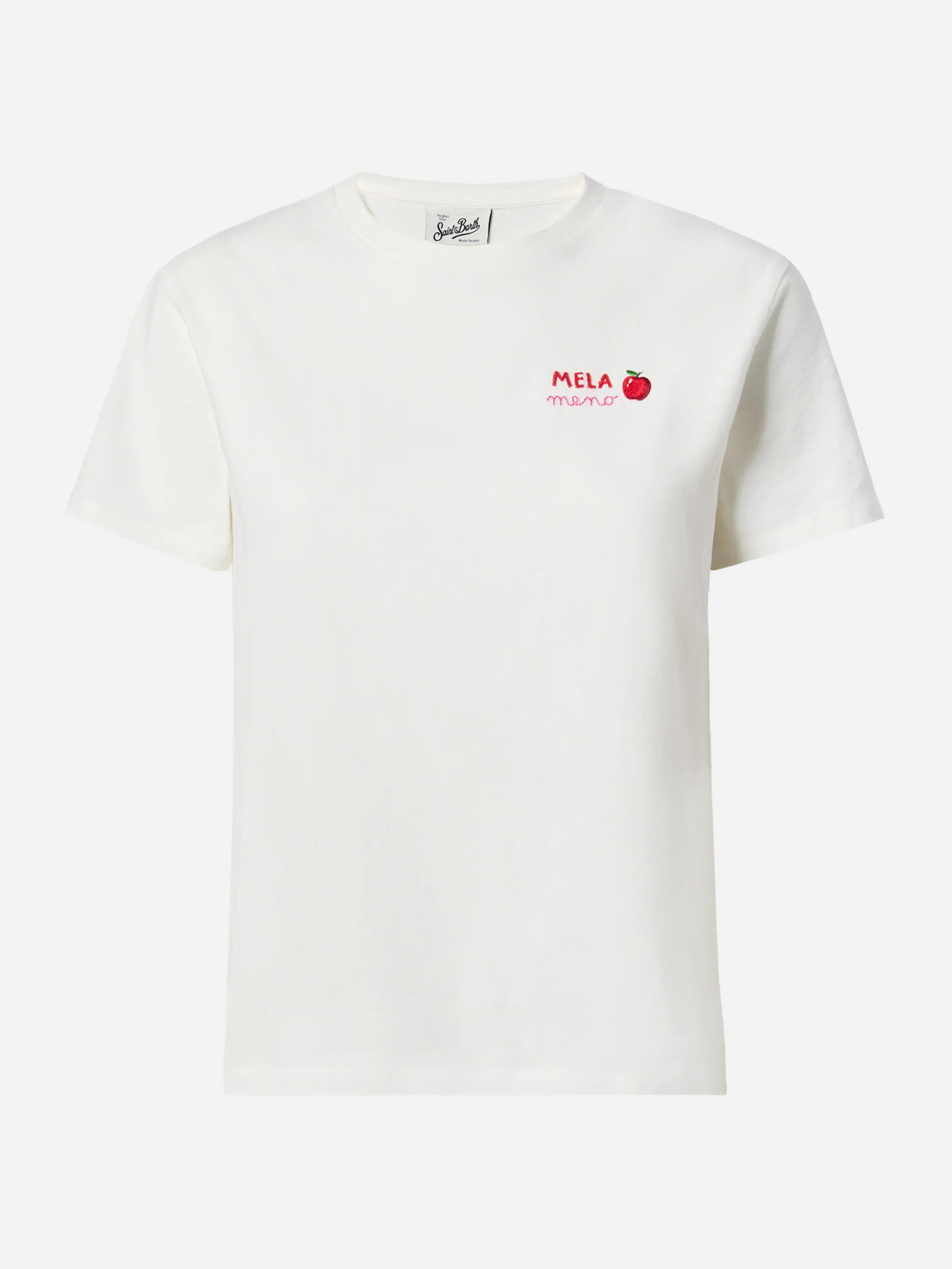 Emilie cotton t-shirt in white with Mela Meno embroidery - Image 4