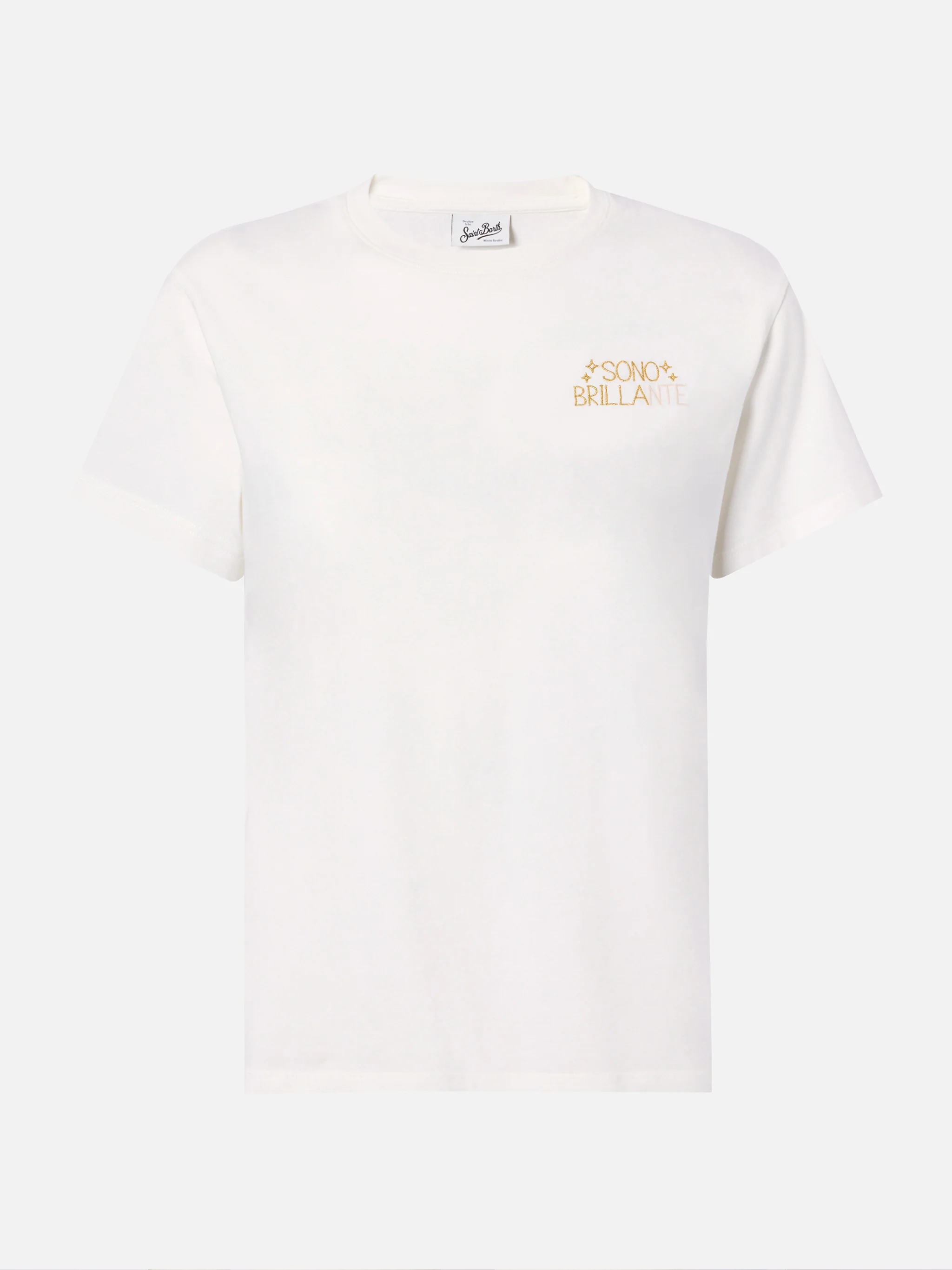 Emilie cotton T-shirt in white with Sono Brillante lurex embroidery - Image 4
