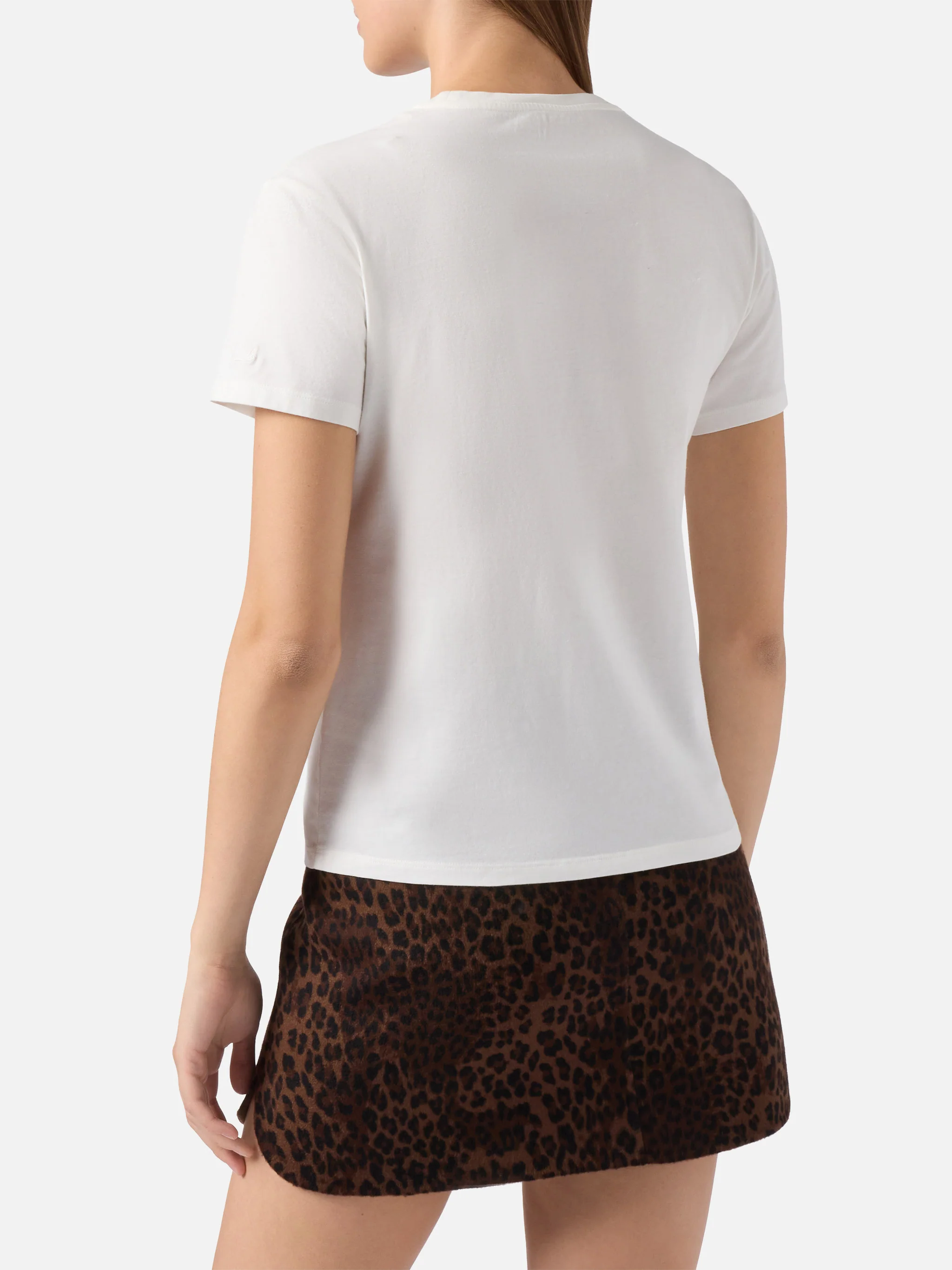 Emilie cotton T-shirt in white with Vacanze di Natale silver glitter print | VACANZE DI NATALE SPECIAL EDITION - Image 3