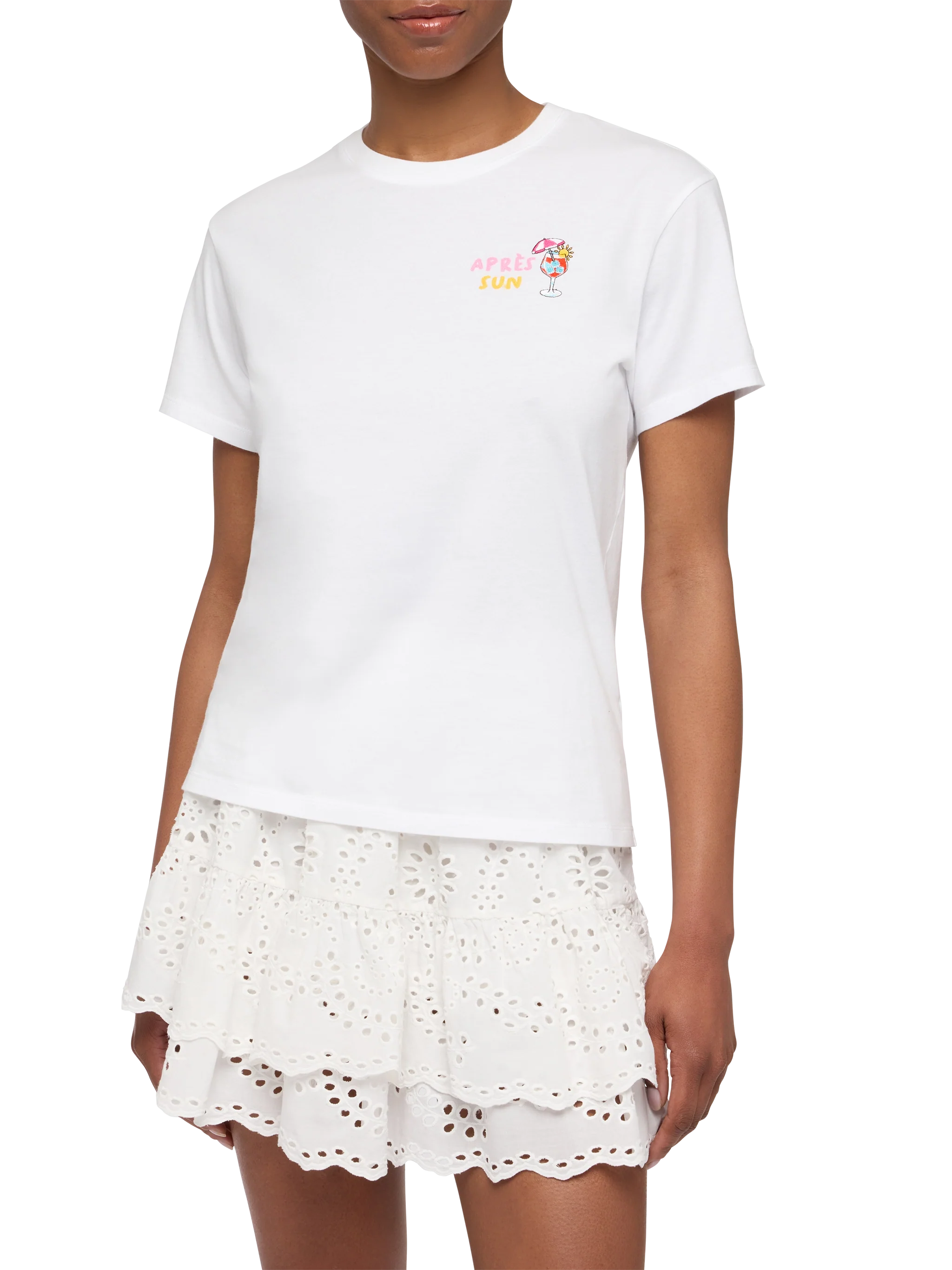 Emilie cotton t-shirt with Après Sun embroidery - Image 2