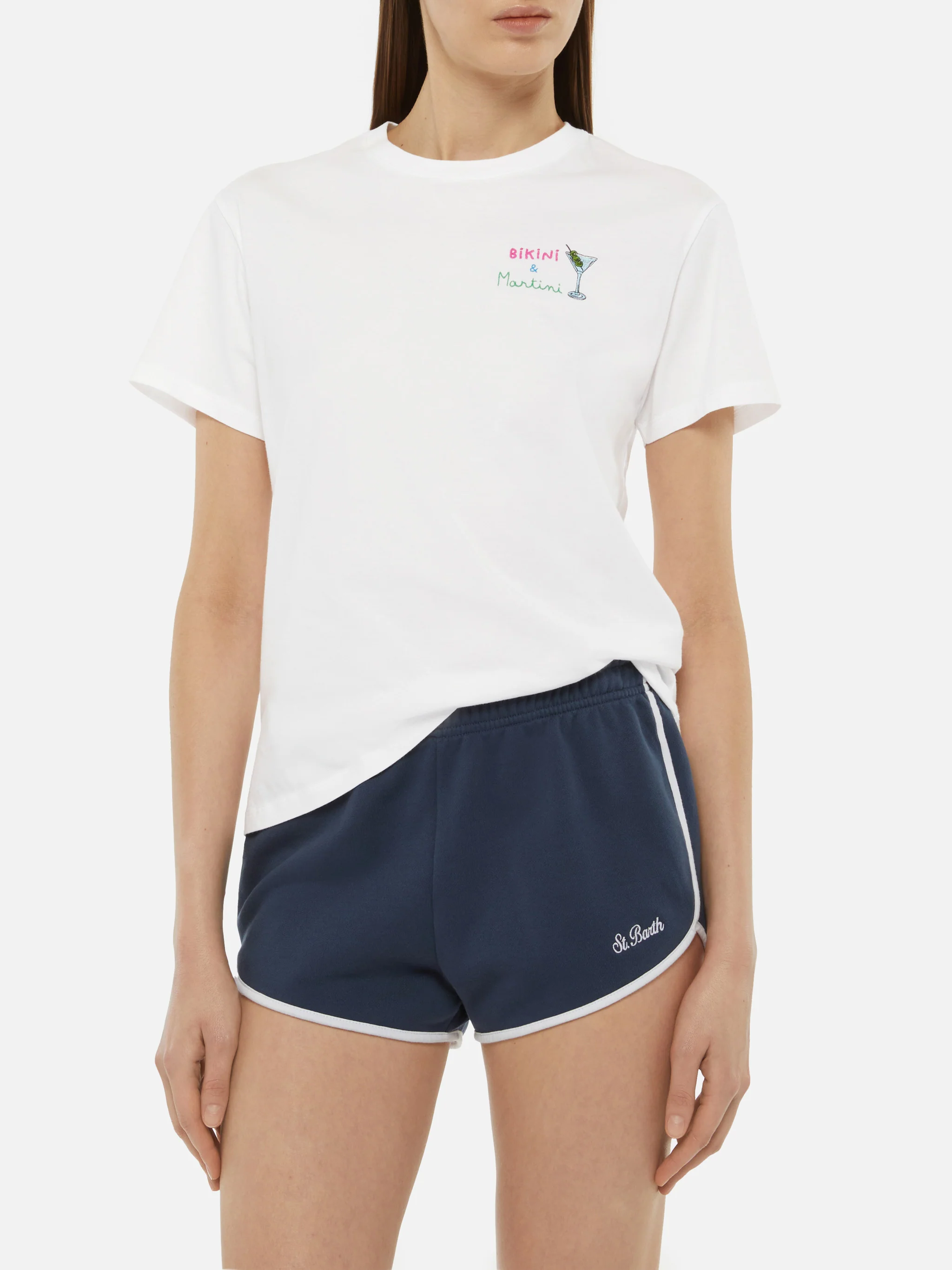 Emilie cotton t-shirt with Bikini & Martini embroidery - Image 3