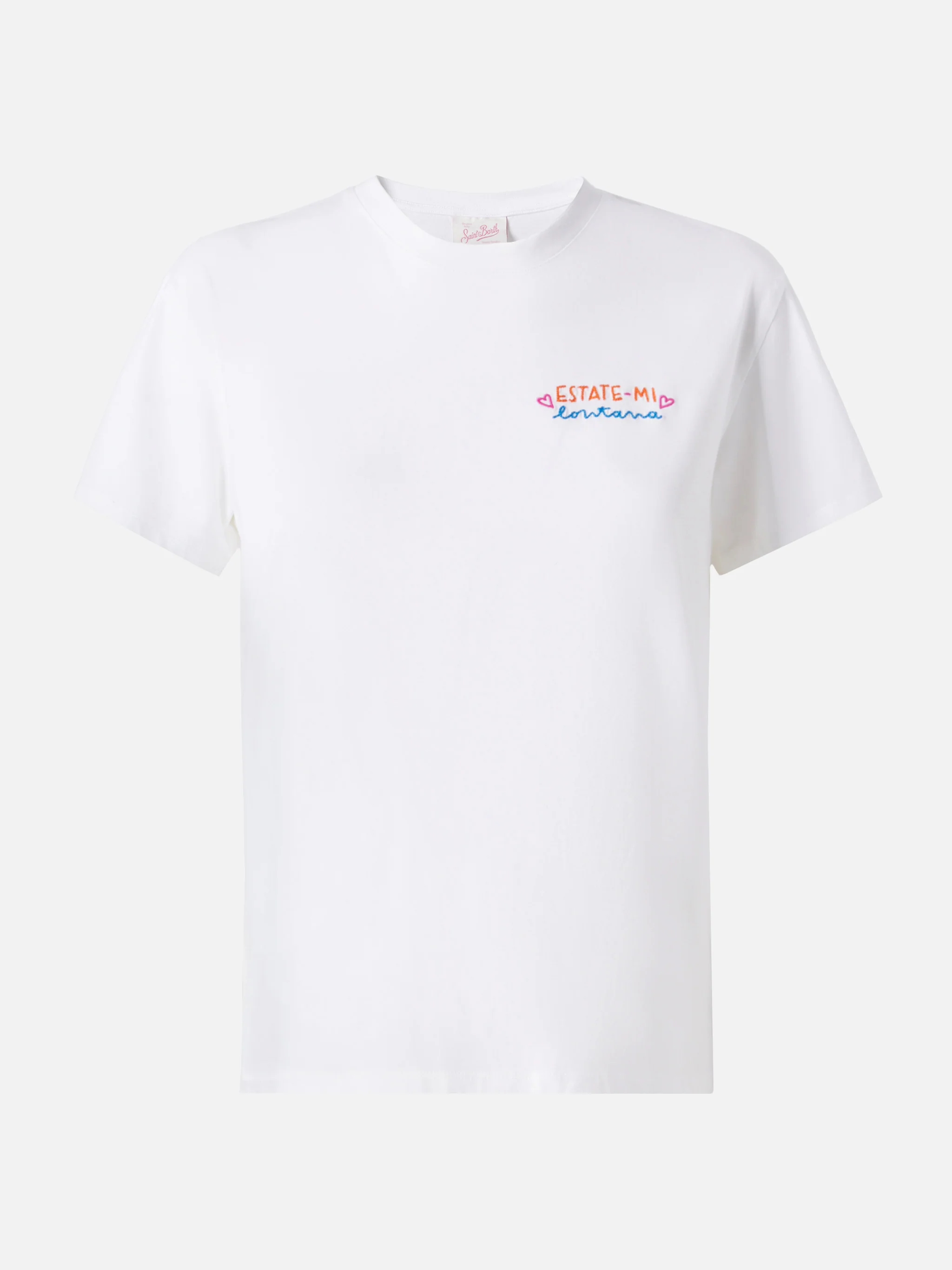 Emilie cotton t-shirt with Estate-mi Lontana embroidery | INSULTI LUMINOSI SPECIAL EDITION - Image 4