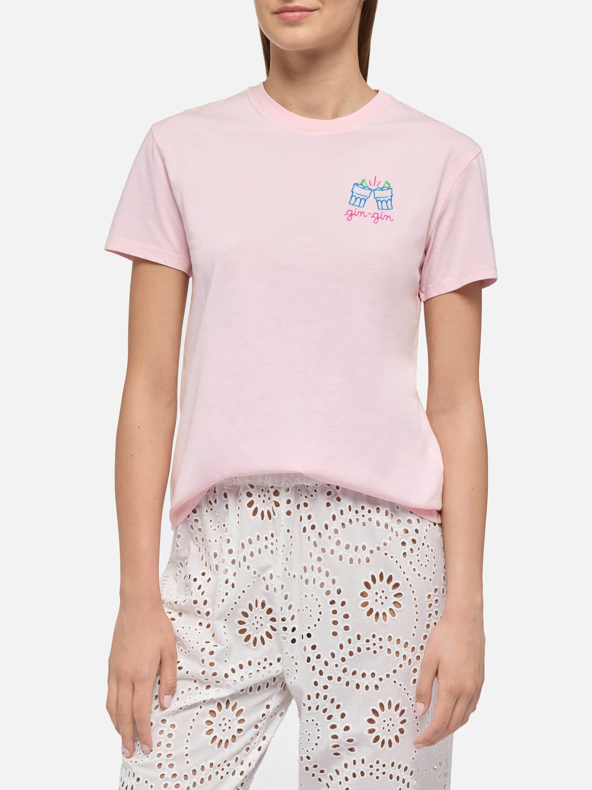Emilie cotton t-shirt with Gin Gin embroidery | INSULTI LUMINOSI SPECIAL EDITION - Image 2