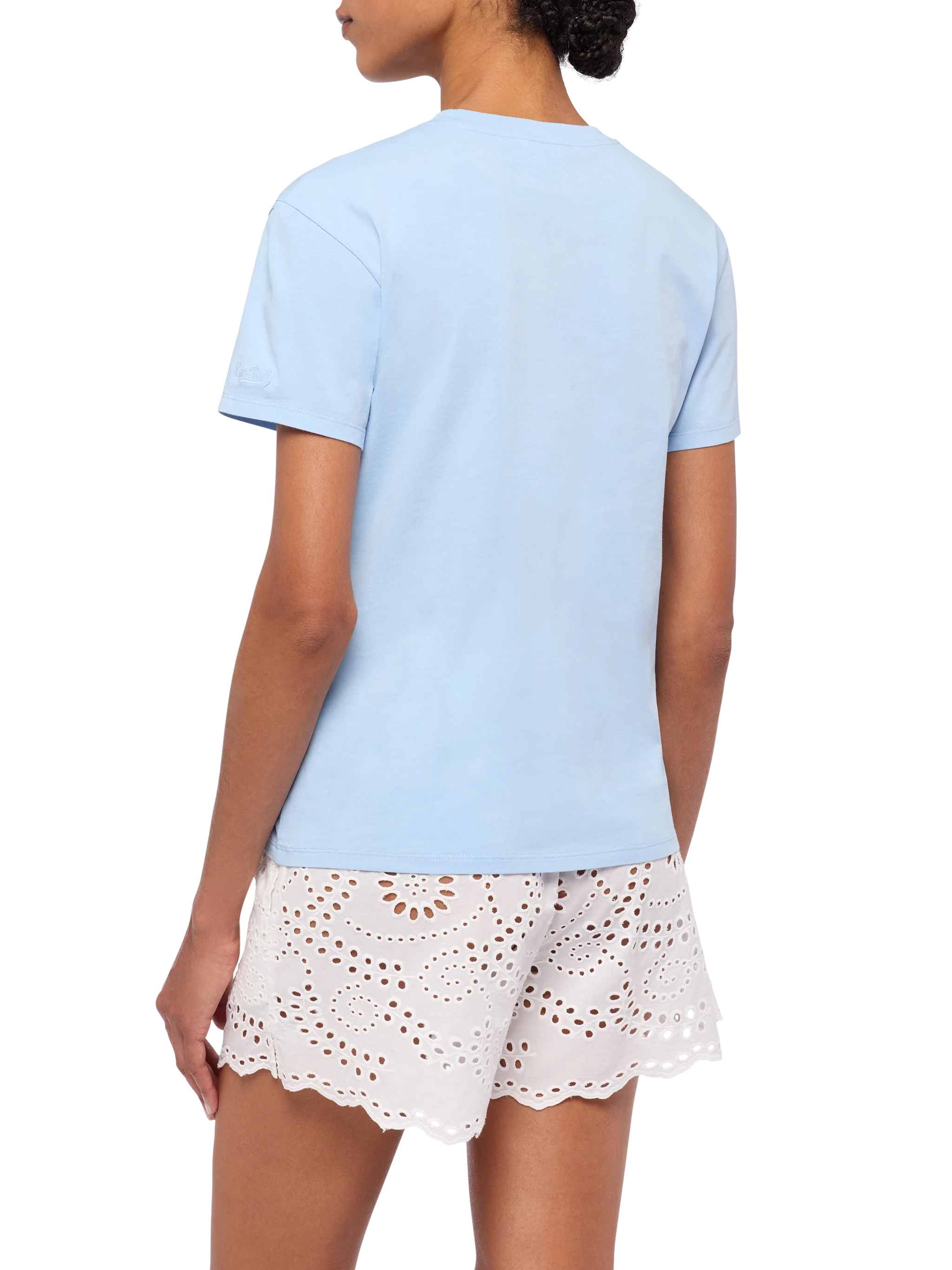 Emilie cotton t-shirt with Guarda come dondolo con lo spritz embroidery - Image 3