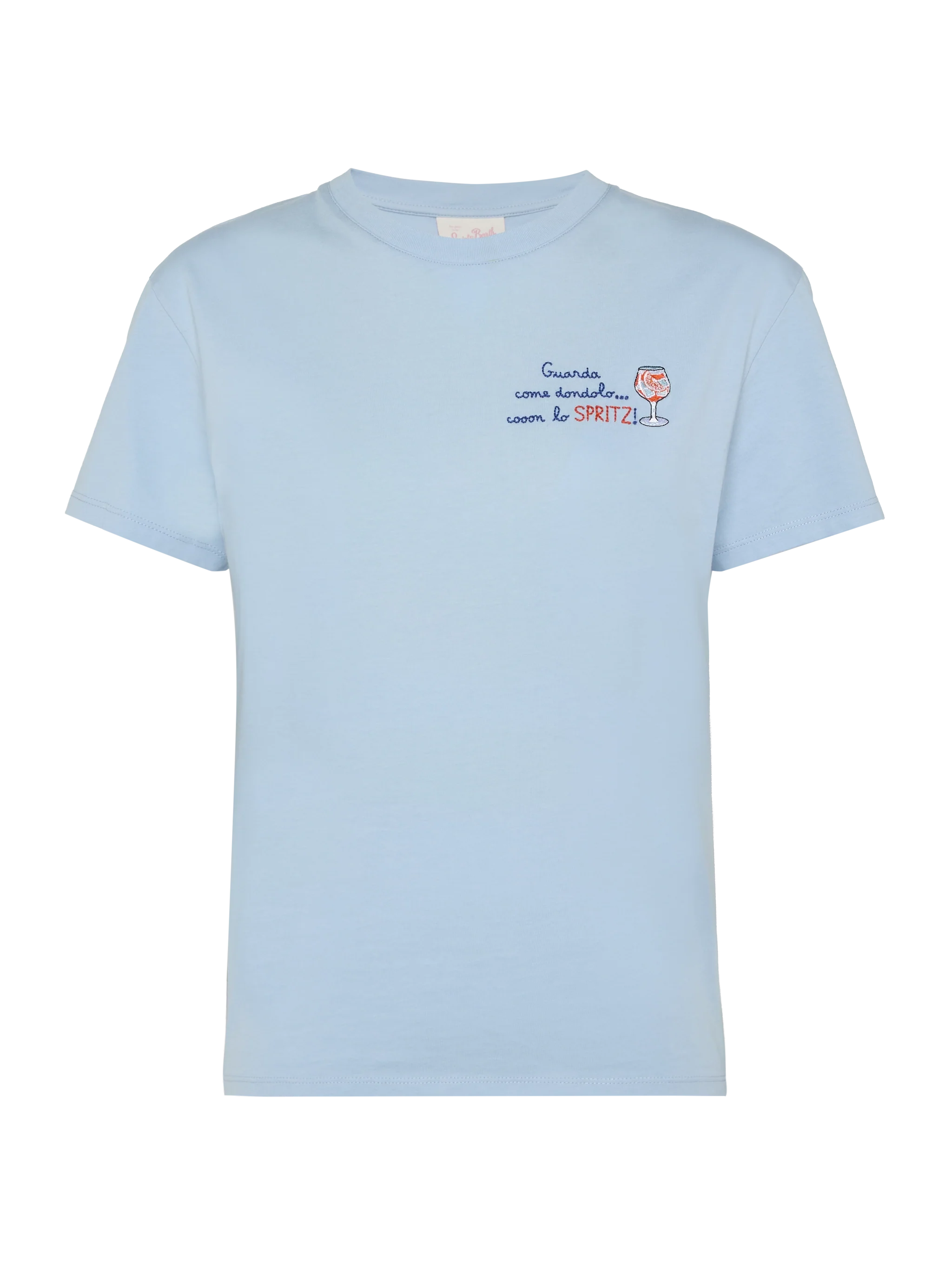 Emilie cotton t-shirt with Guarda come dondolo con lo spritz embroidery - Image 4